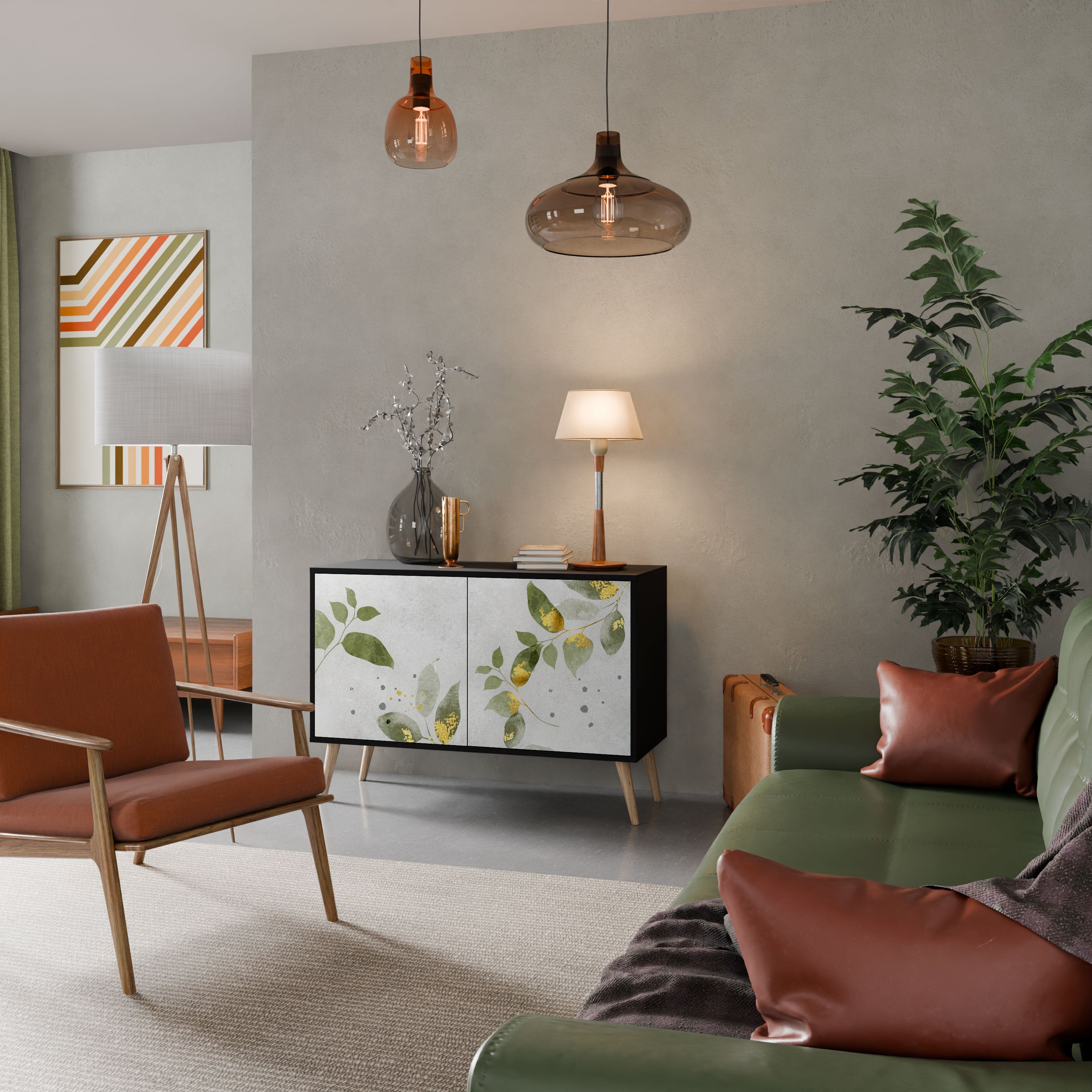 ELEGANT BOTANICS Komoda 2-drzwiowa korpus Czarny