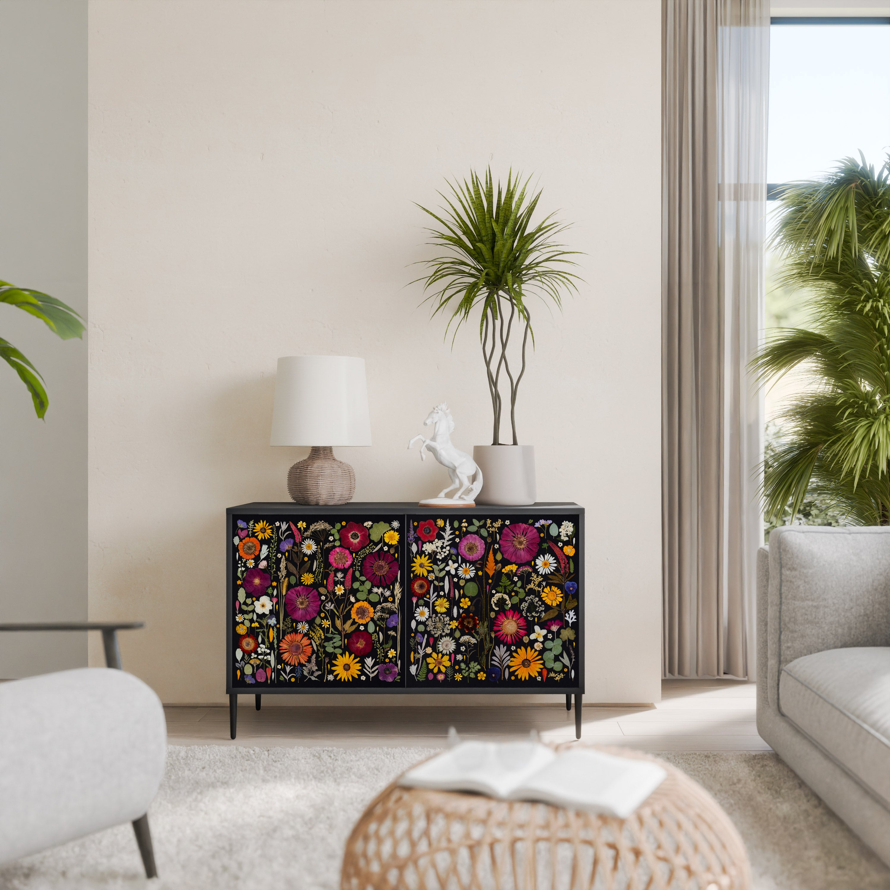 MIDNIGHT GARDEN Komoda 2-drzwiowa korpus Czarny