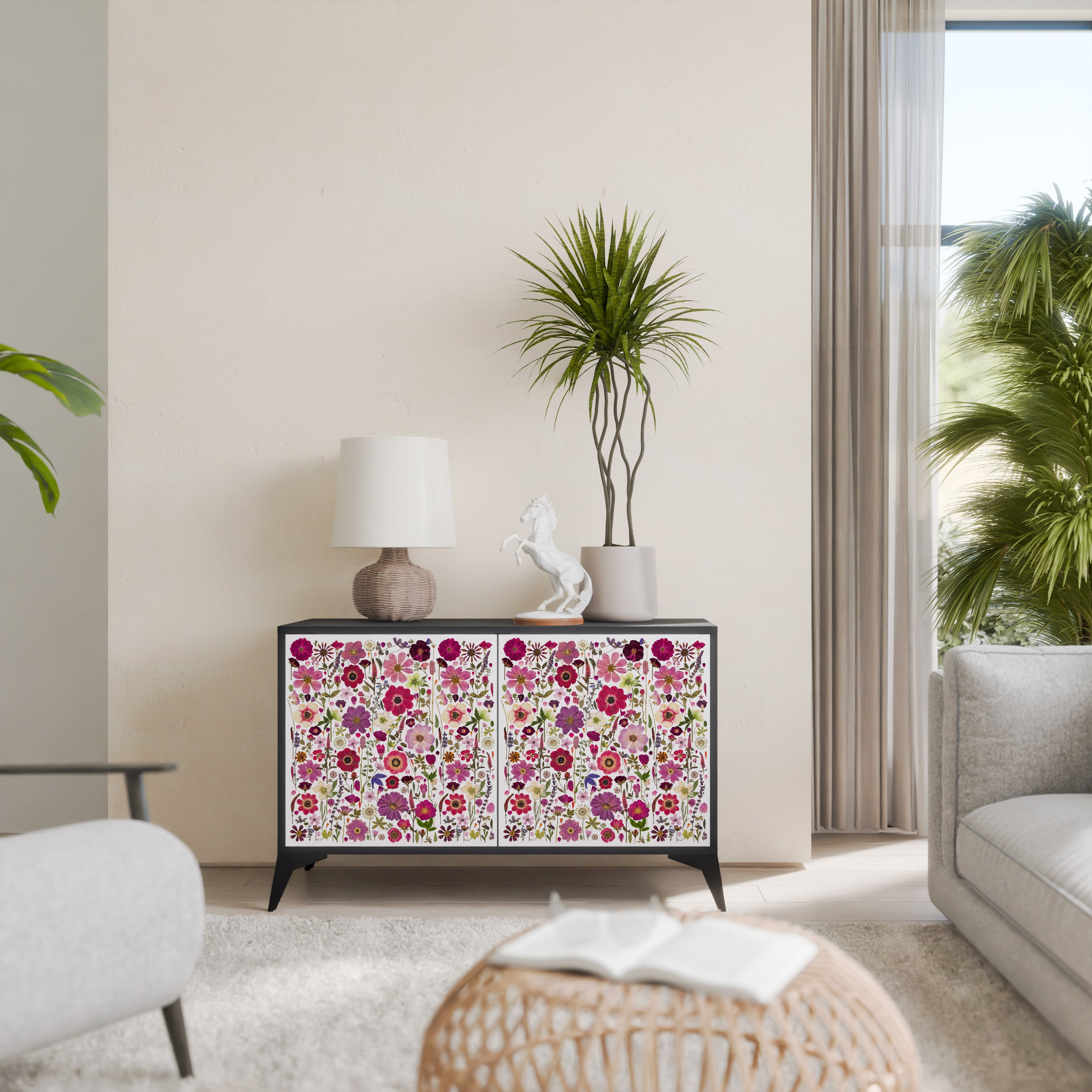 PETAL GARDEN Komoda 2-drzwiowa korpus Czarny