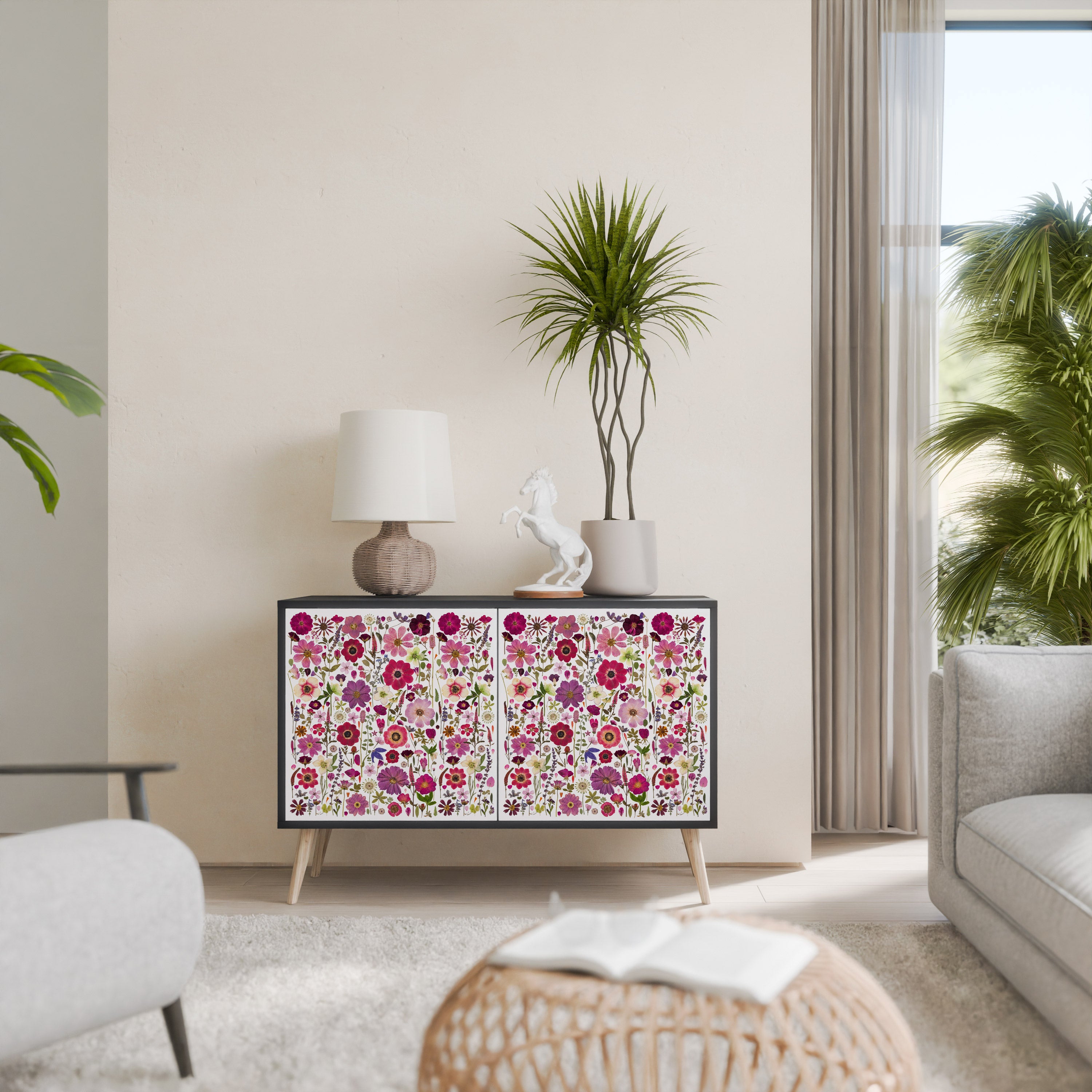 PETAL GARDEN Komoda 2-drzwiowa korpus Czarny