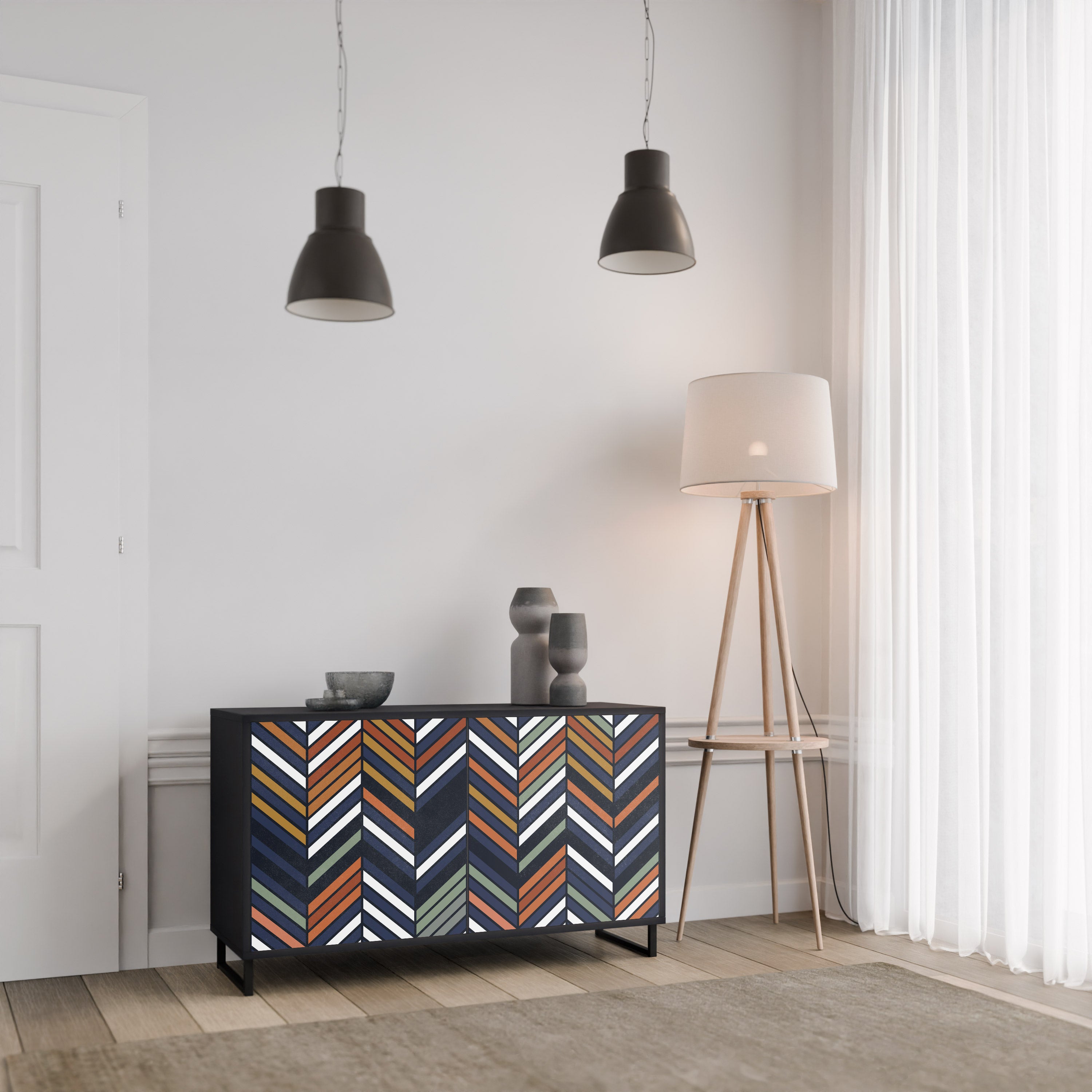 VIBRANT PATCHWORK Komoda 2-drzwiowa korpus Czarny