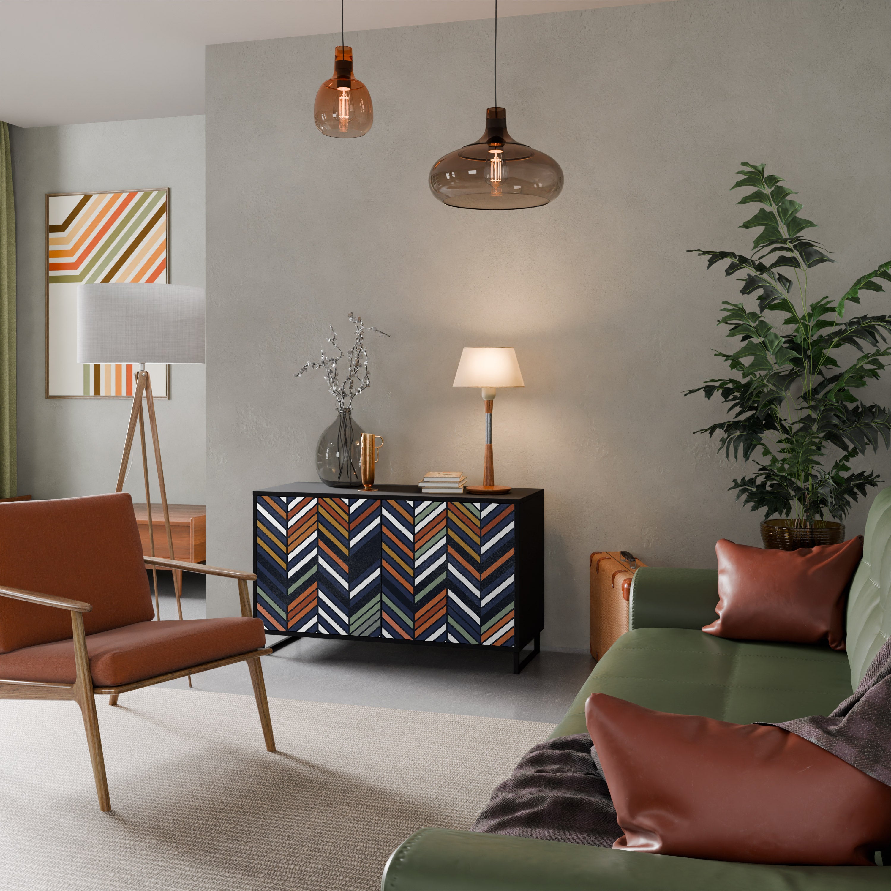 VIBRANT PATCHWORK Komoda 2-drzwiowa korpus Czarny