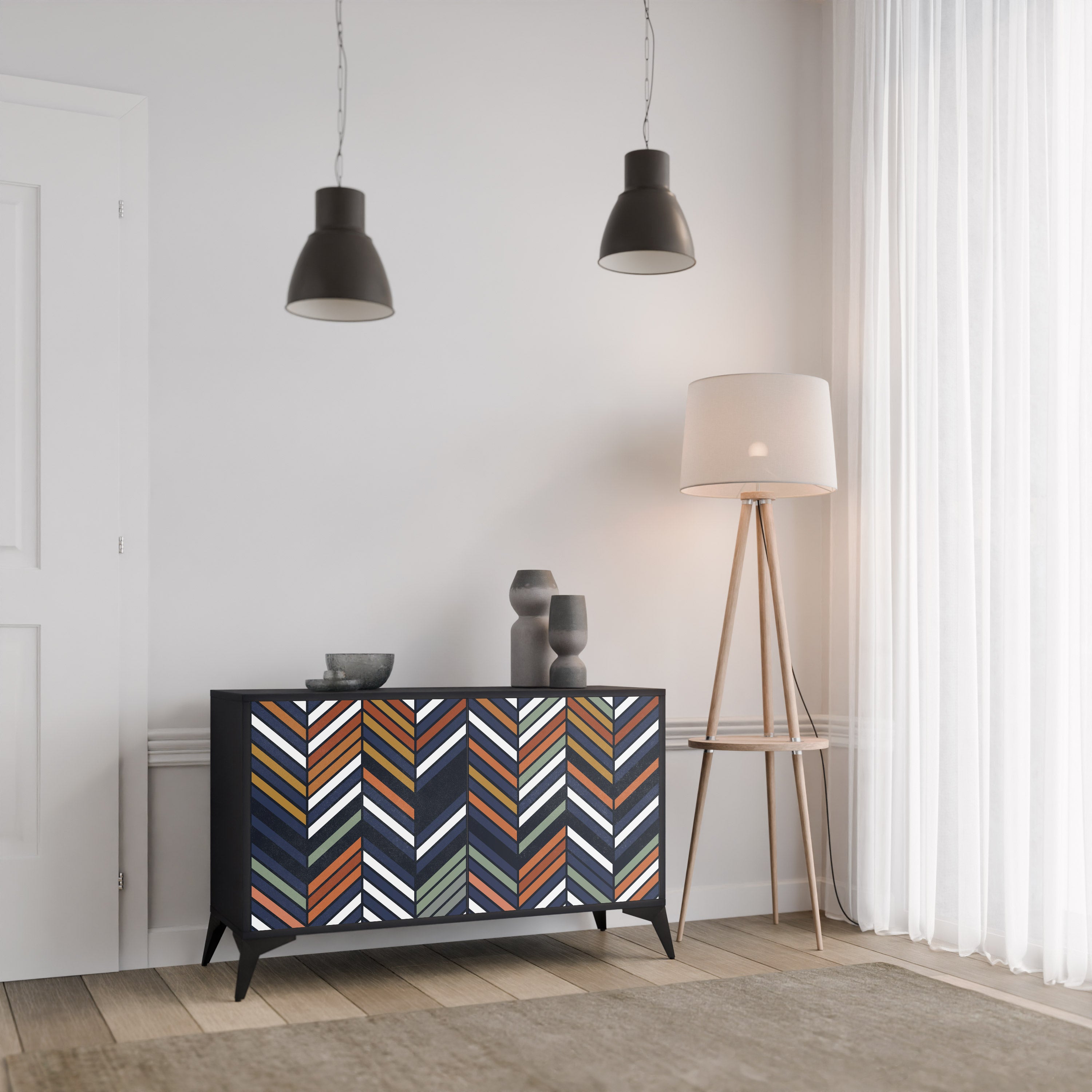 VIBRANT PATCHWORK Komoda 2-drzwiowa korpus Czarny
