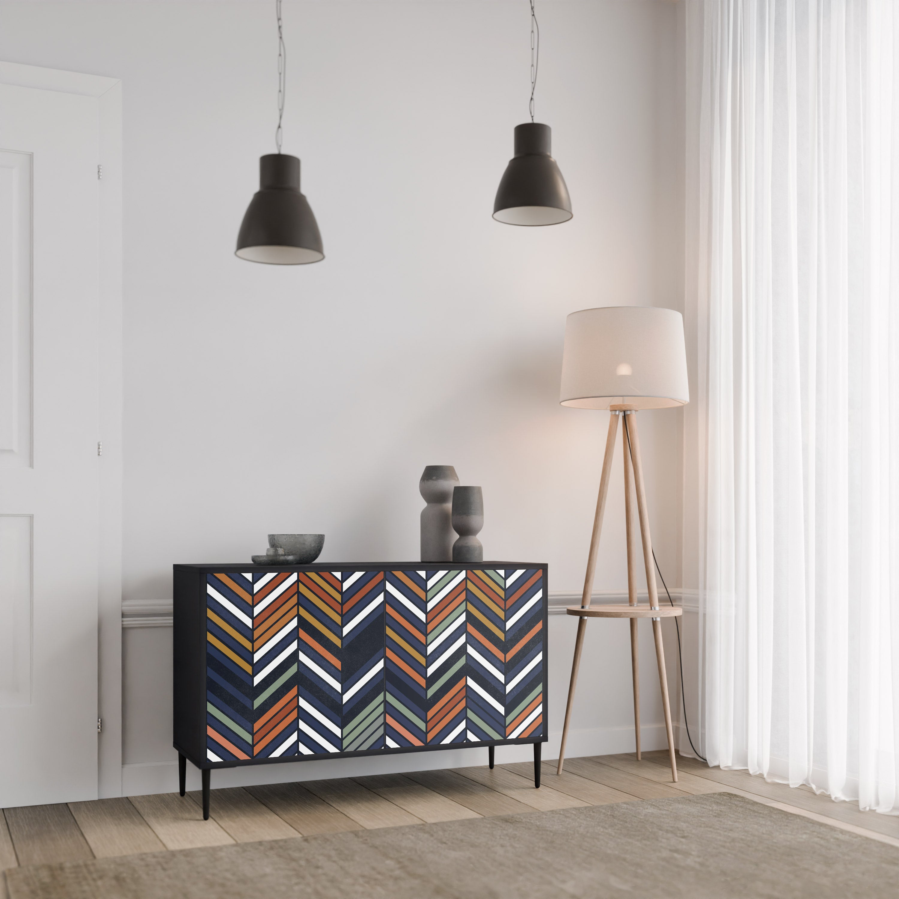 VIBRANT PATCHWORK Komoda 2-drzwiowa korpus Czarny