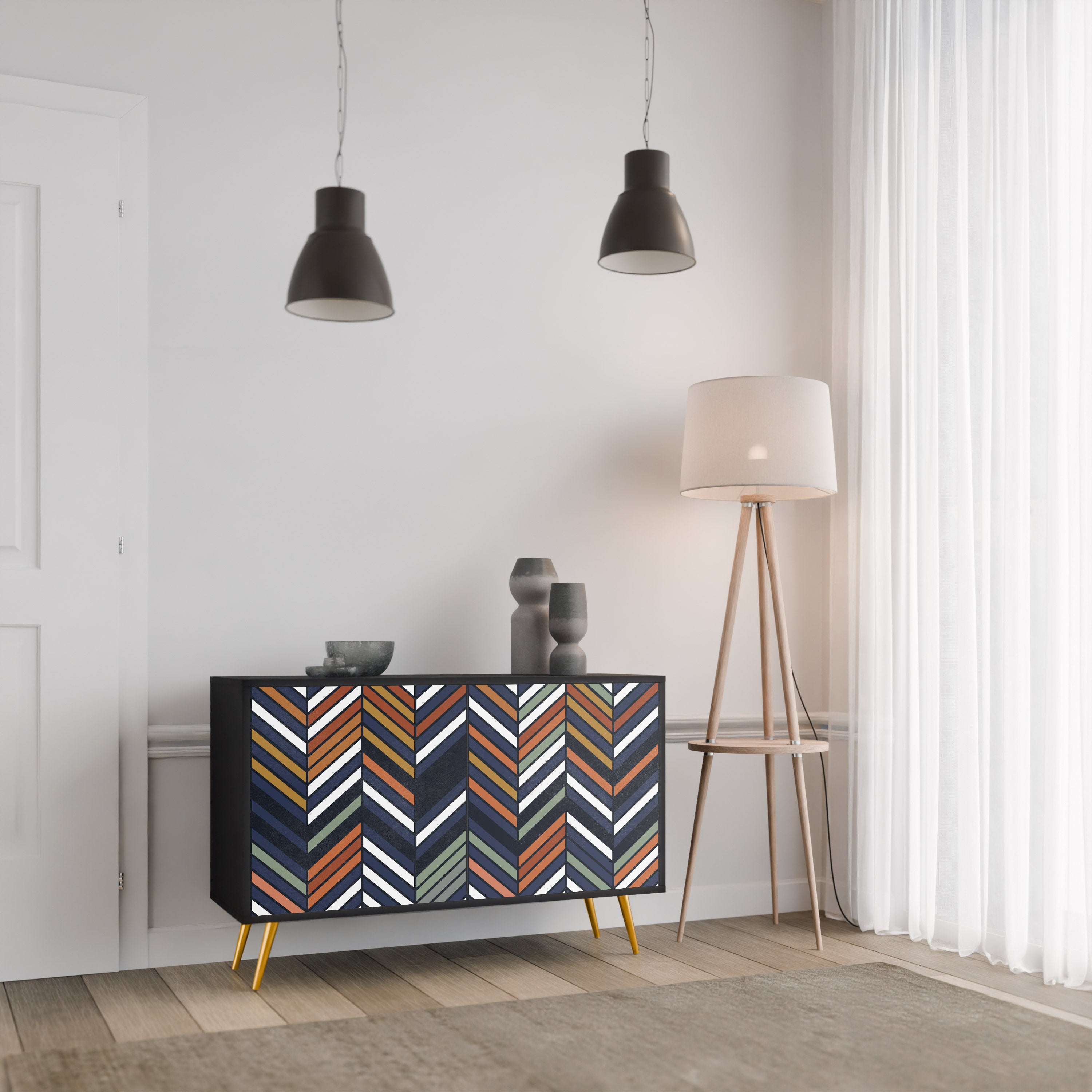 VIBRANT PATCHWORK Komoda 2-drzwiowa korpus Czarny