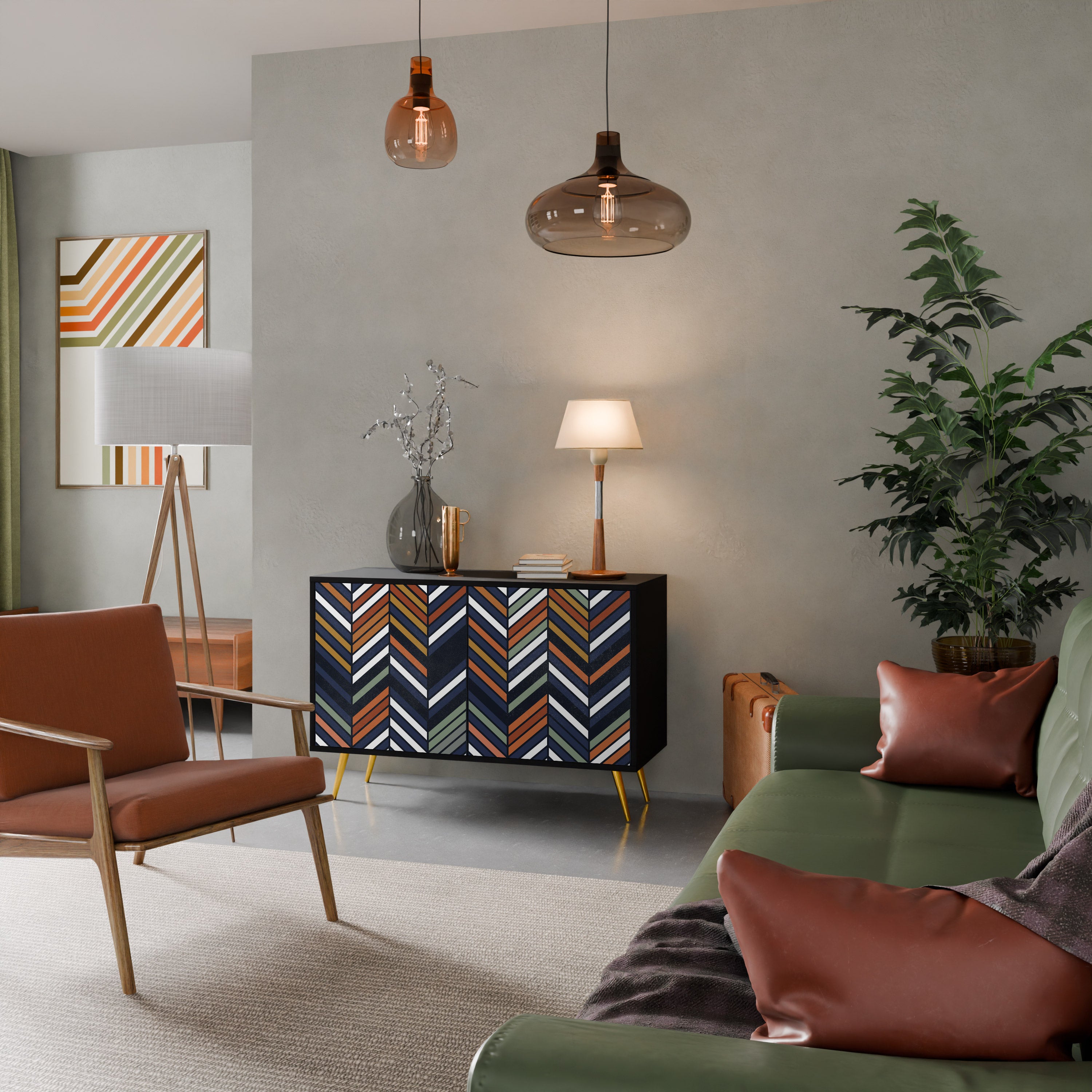 VIBRANT PATCHWORK Komoda 2-drzwiowa korpus Czarny