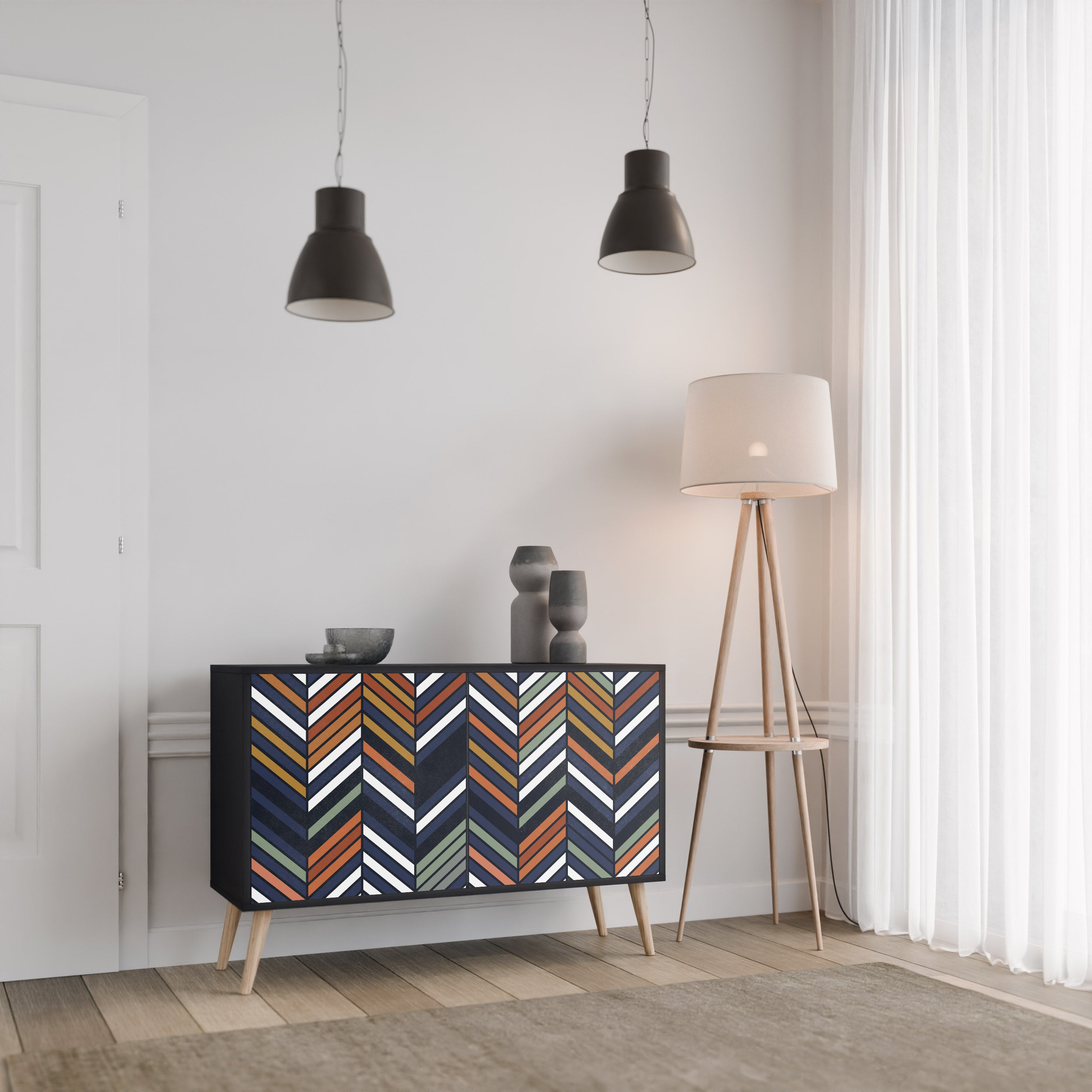 VIBRANT PATCHWORK Komoda 2-drzwiowa korpus Czarny