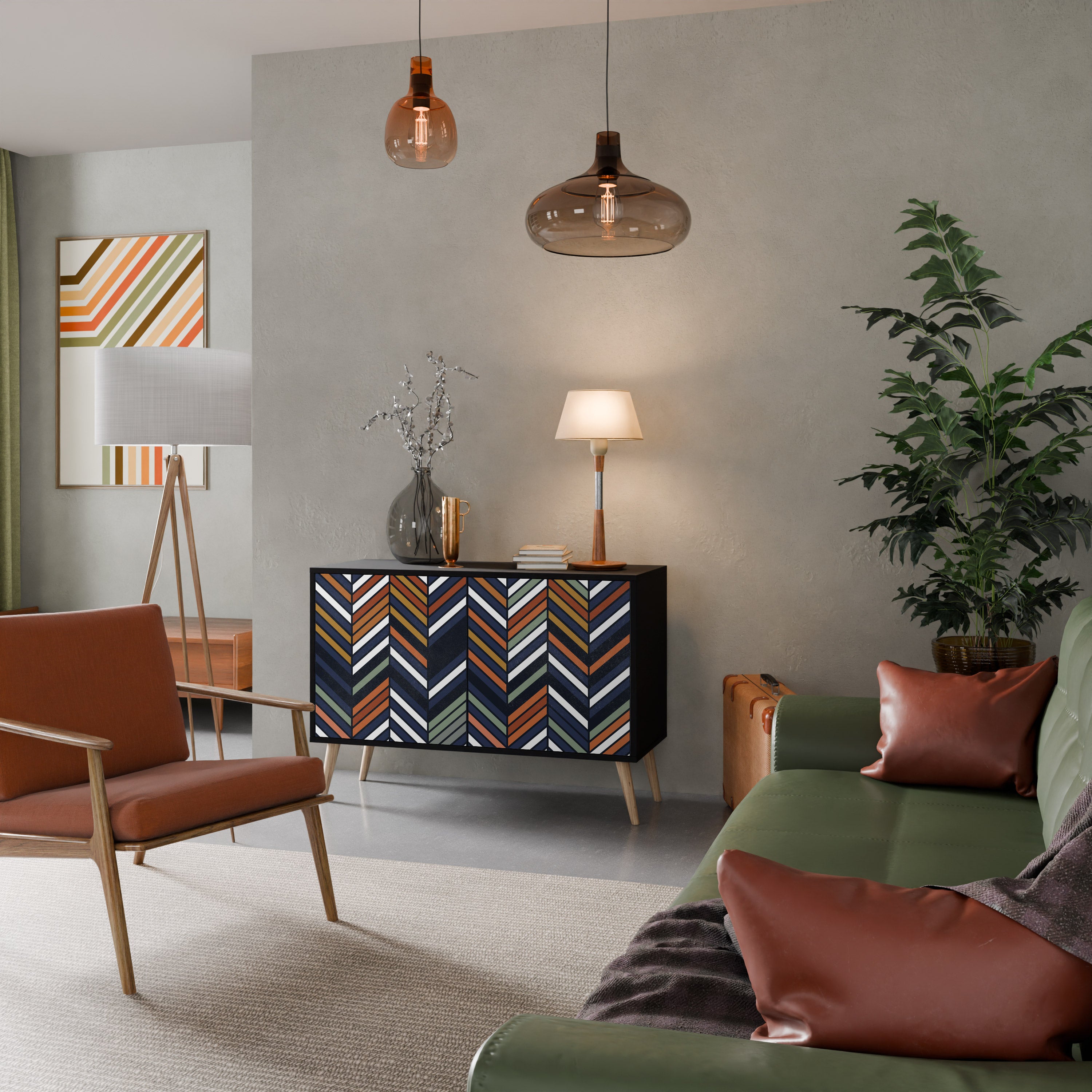 VIBRANT PATCHWORK Komoda 2-drzwiowa korpus Czarny