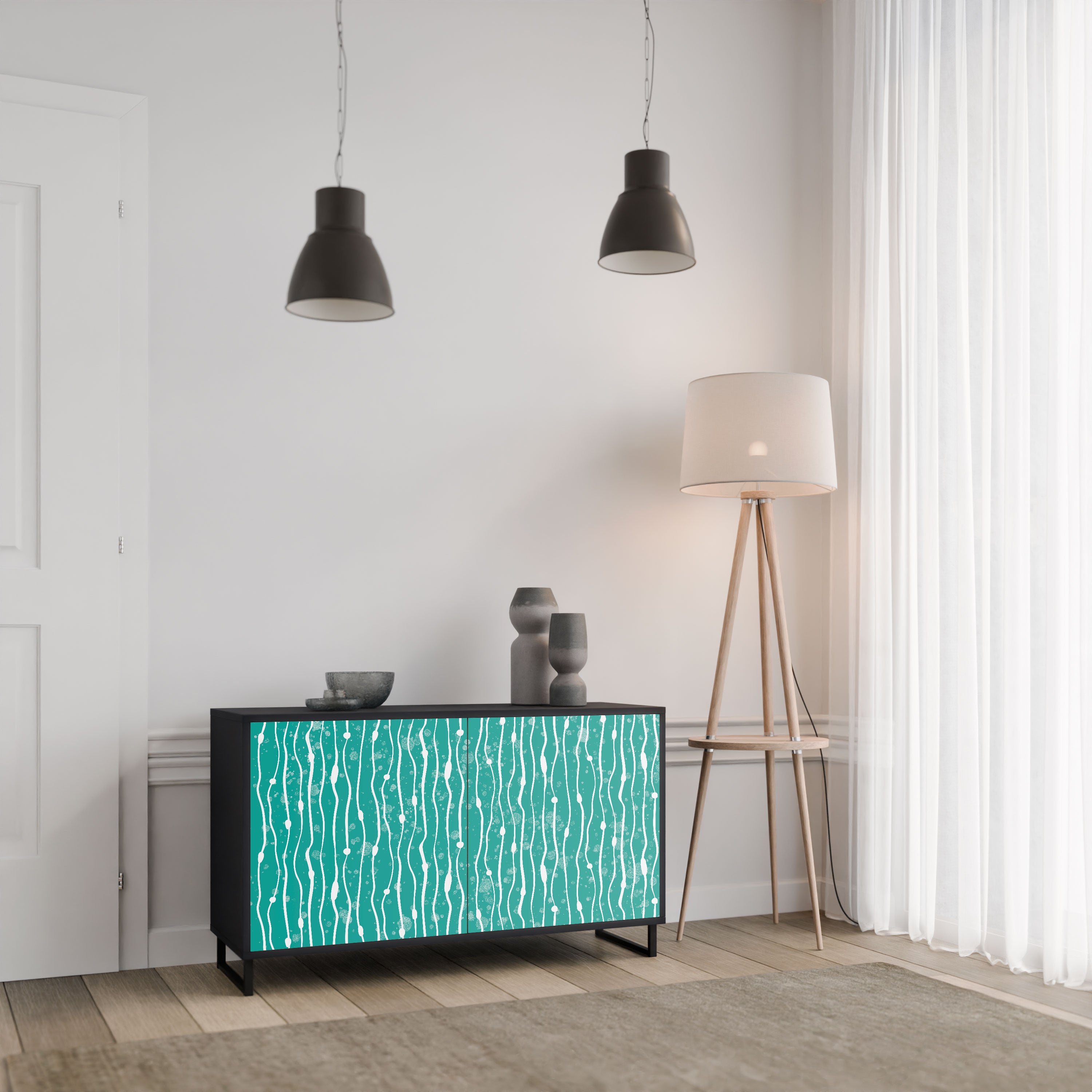 TURQUOISE RAIN Komoda 2-drzwiowa korpus Czarny
