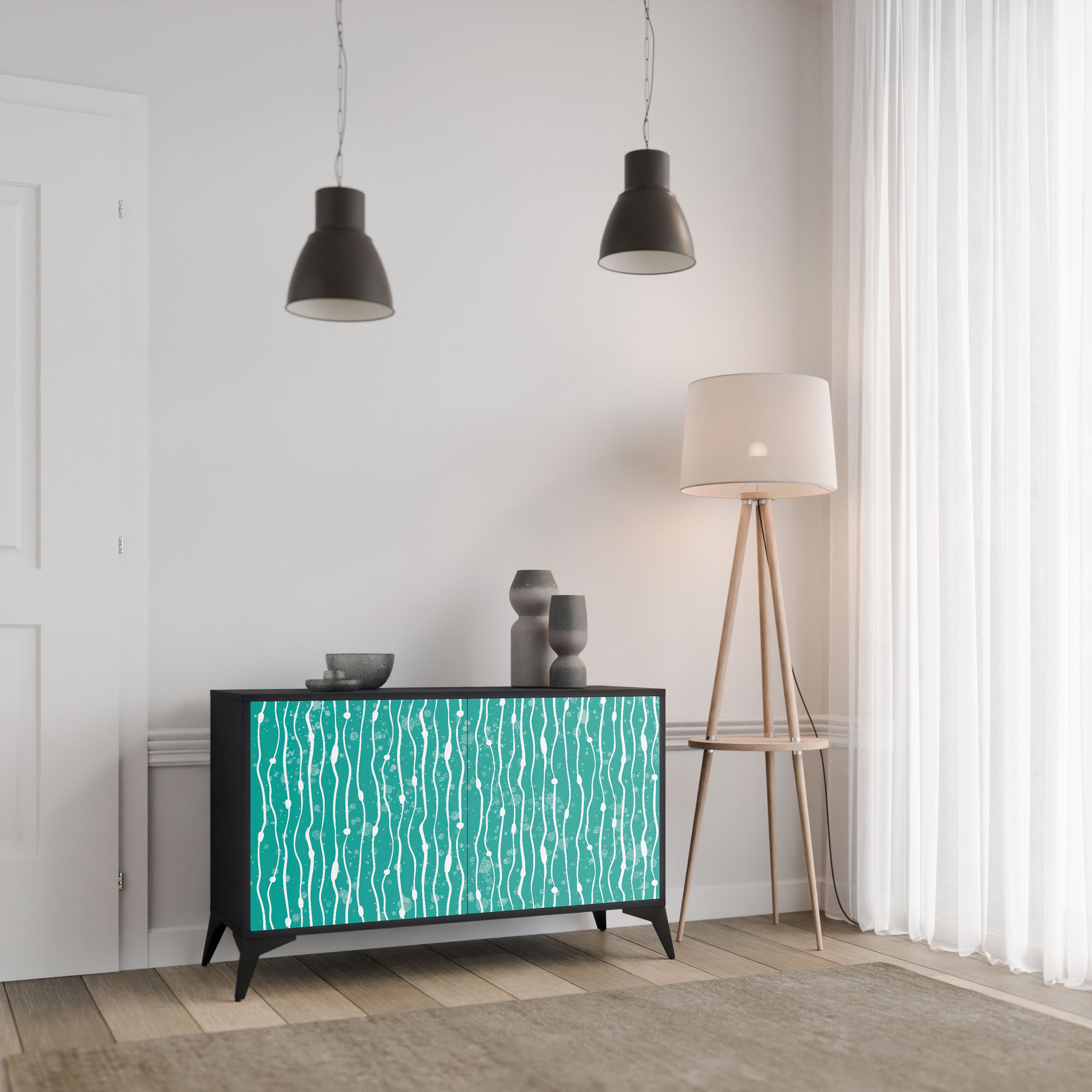 TURQUOISE RAIN Komoda 2-drzwiowa korpus Czarny