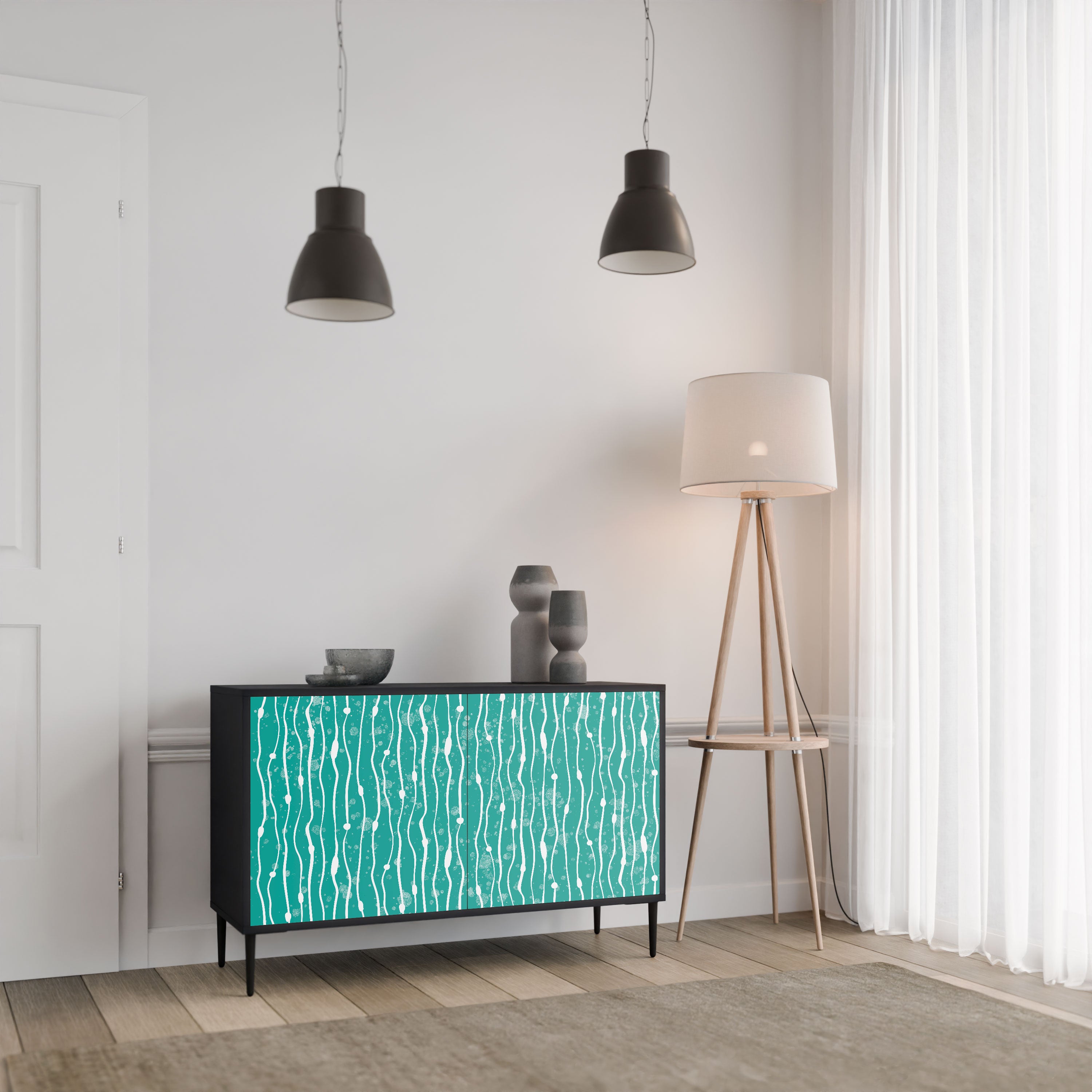 TURQUOISE RAIN Komoda 2-drzwiowa korpus Czarny