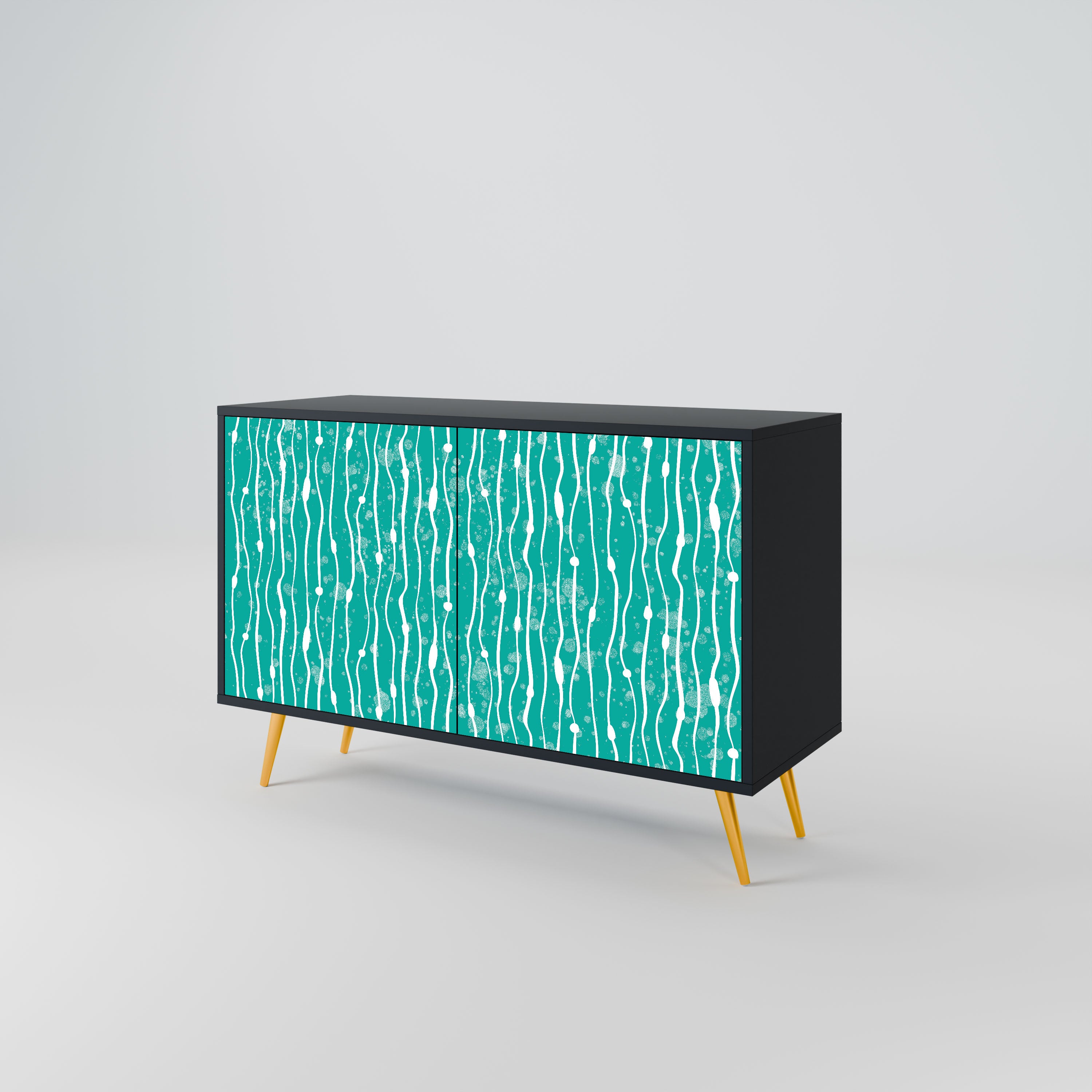 TURQUOISE RAIN Komoda 2-drzwiowa korpus Czarny