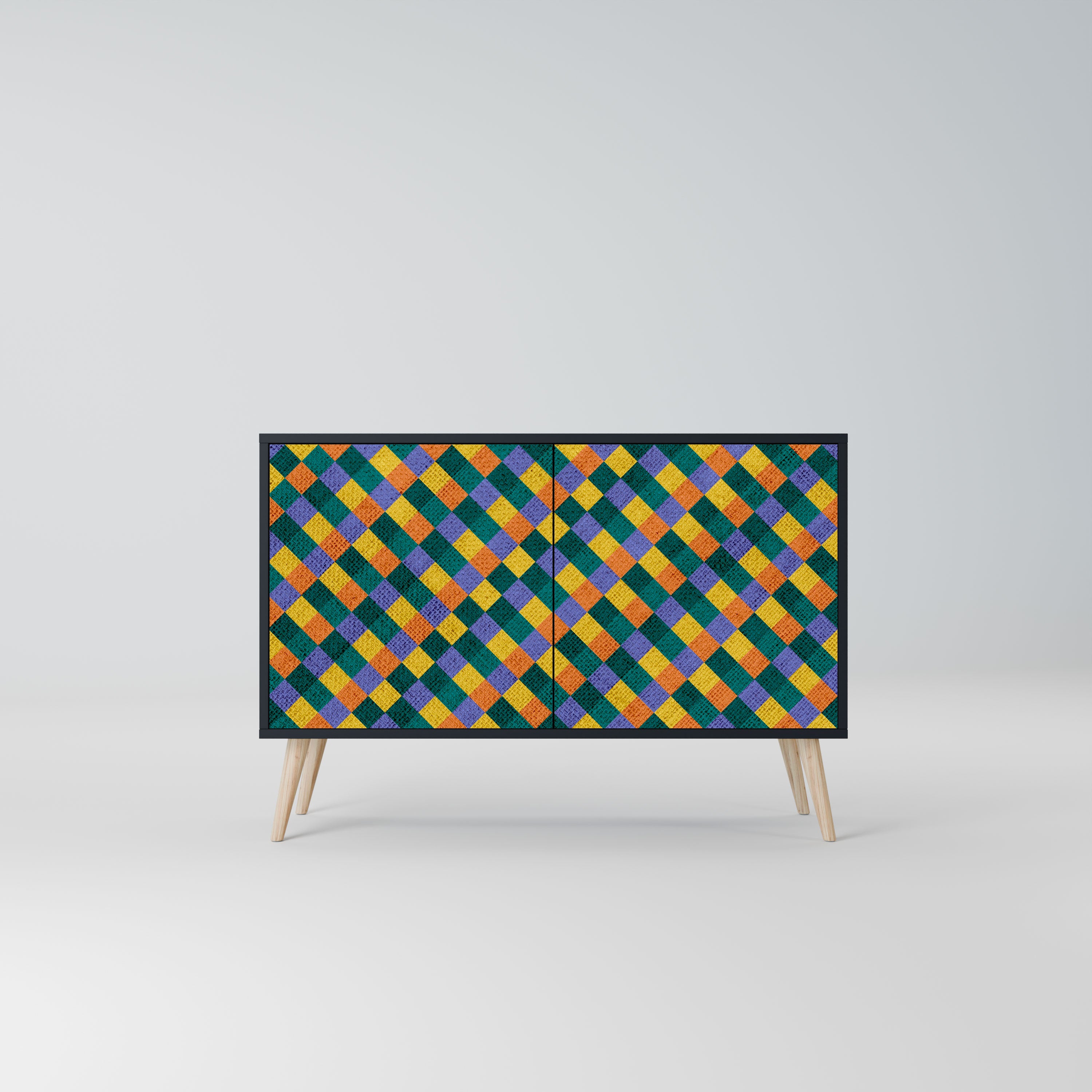 PAINTED SQUARES MIX Komoda 2-drzwiowa korpus Czarny