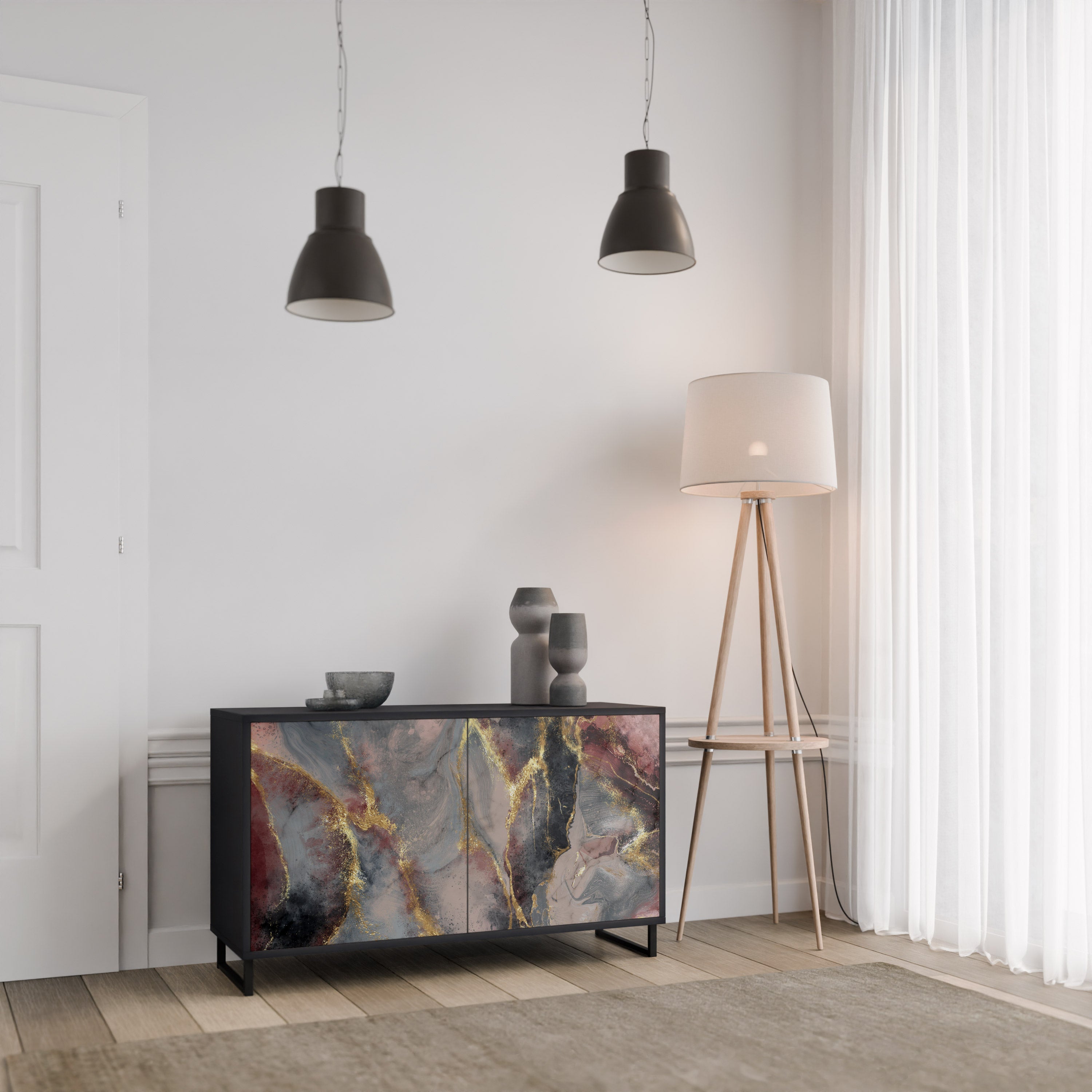 GOLDEN TIDES Komoda 2-drzwiowa korpus Czarny