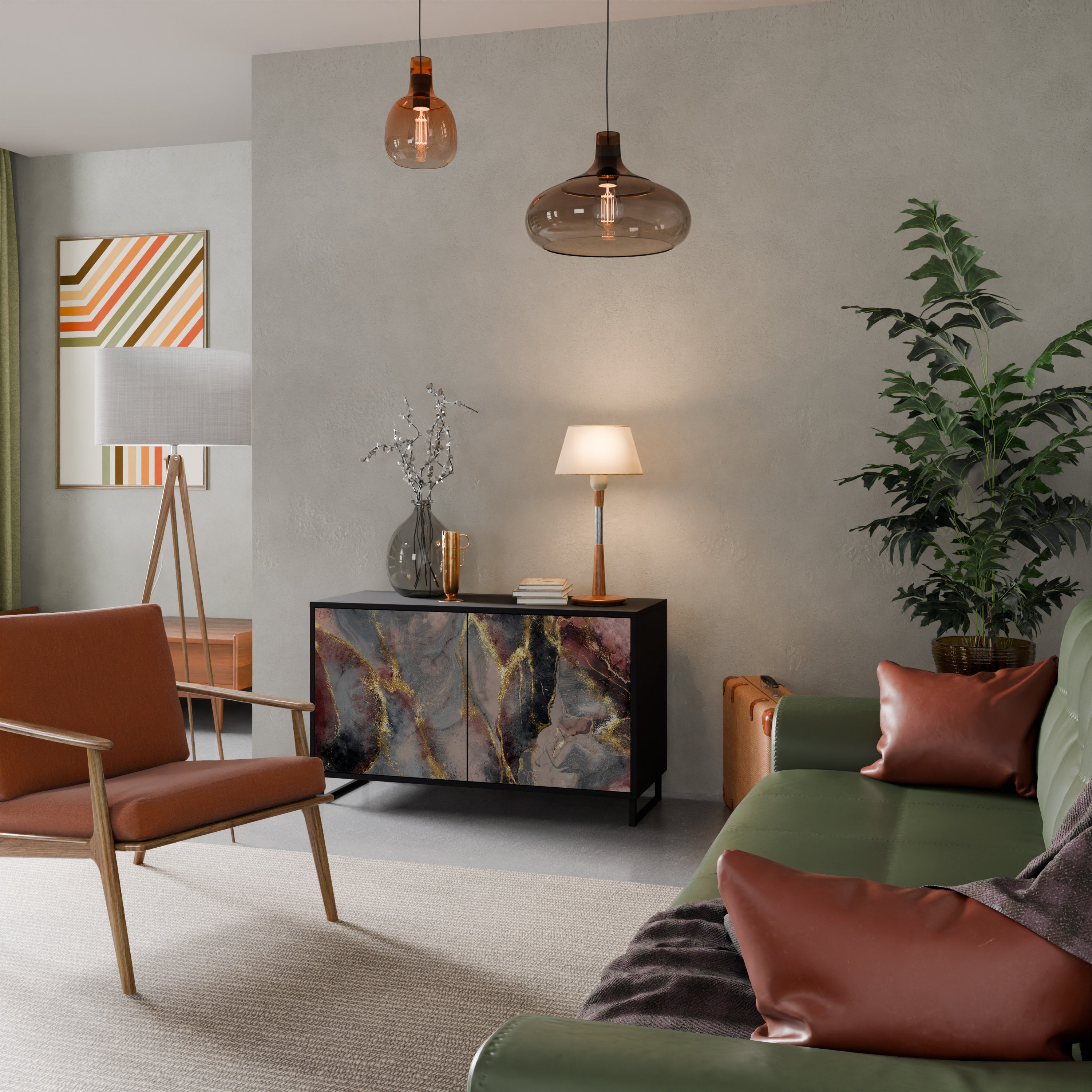 GOLDEN TIDES Komoda 2-drzwiowa korpus Czarny