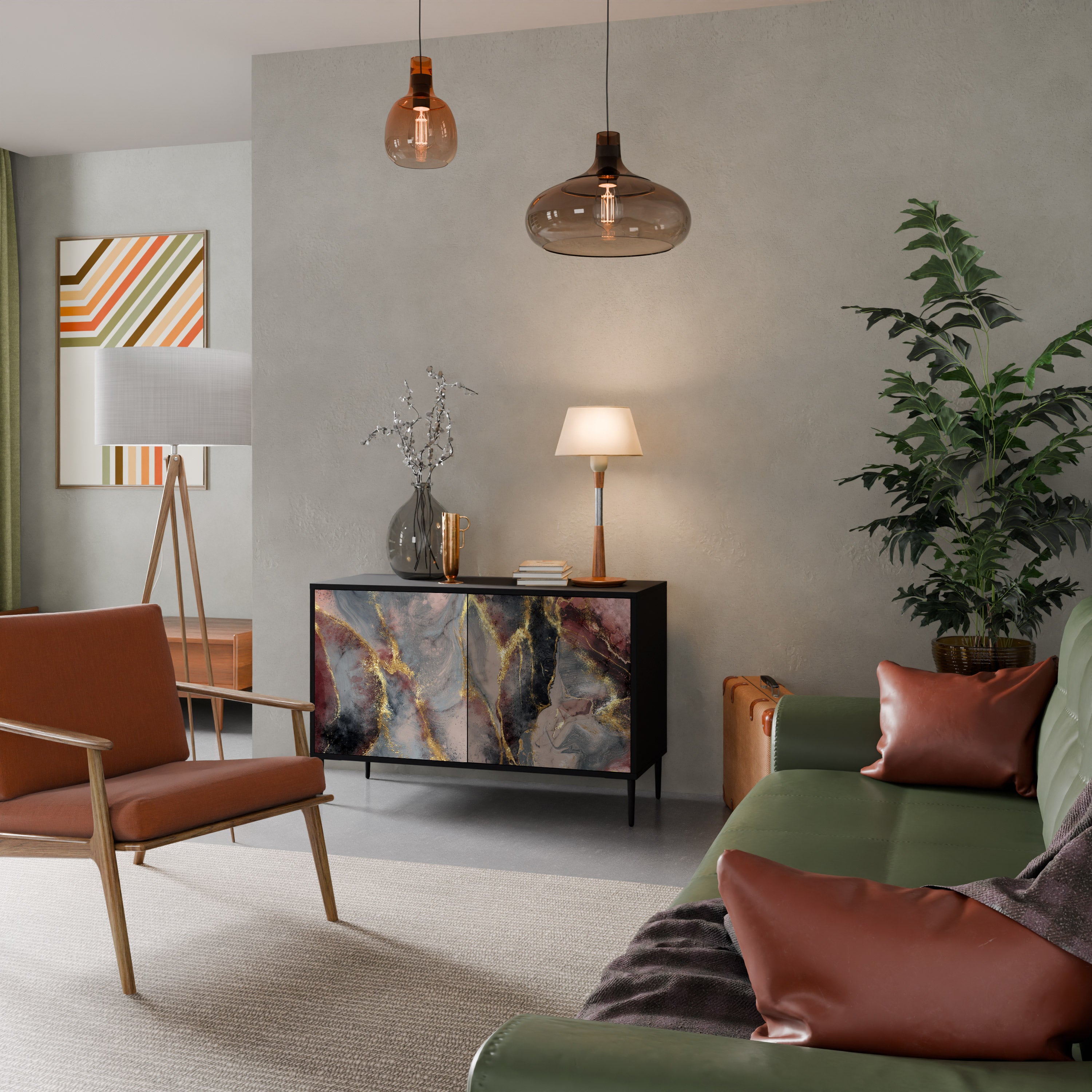 GOLDEN TIDES Komoda 2-drzwiowa korpus Czarny
