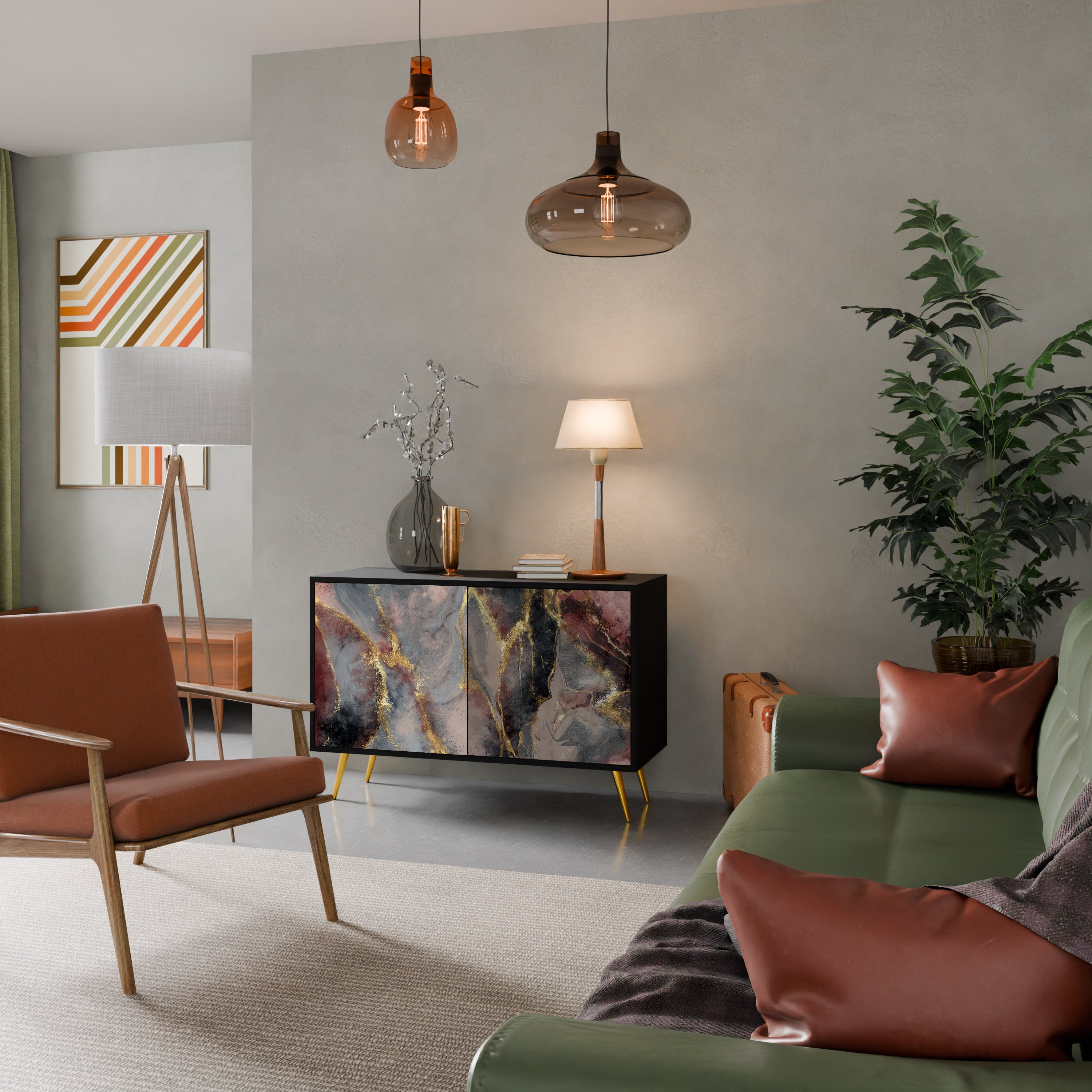 GOLDEN TIDES Komoda 2-drzwiowa korpus Czarny