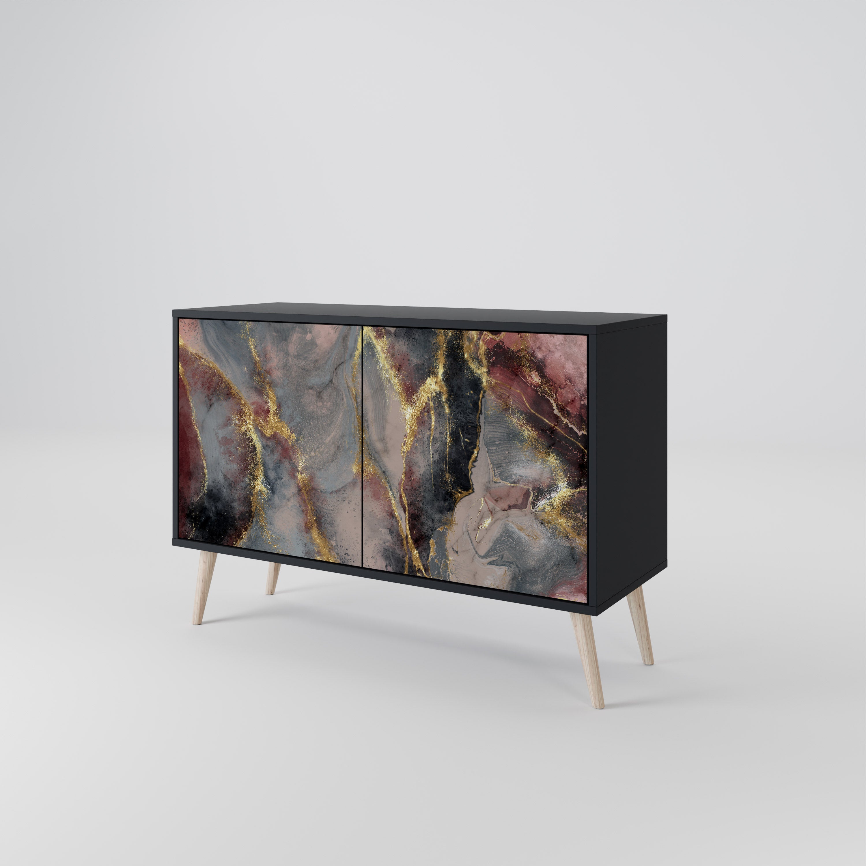 GOLDEN TIDES Komoda 2-drzwiowa korpus Czarny