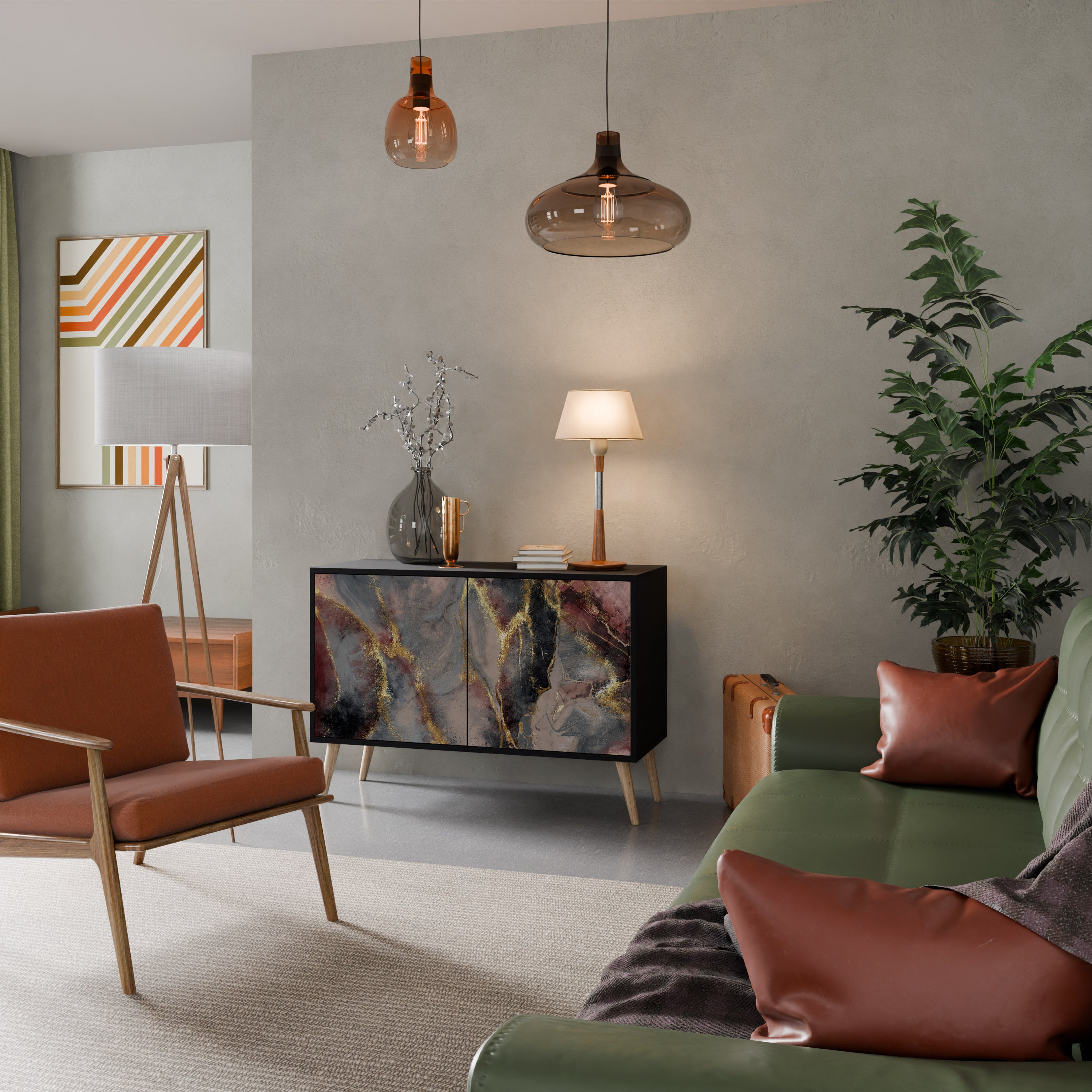 GOLDEN TIDES Komoda 2-drzwiowa korpus Czarny