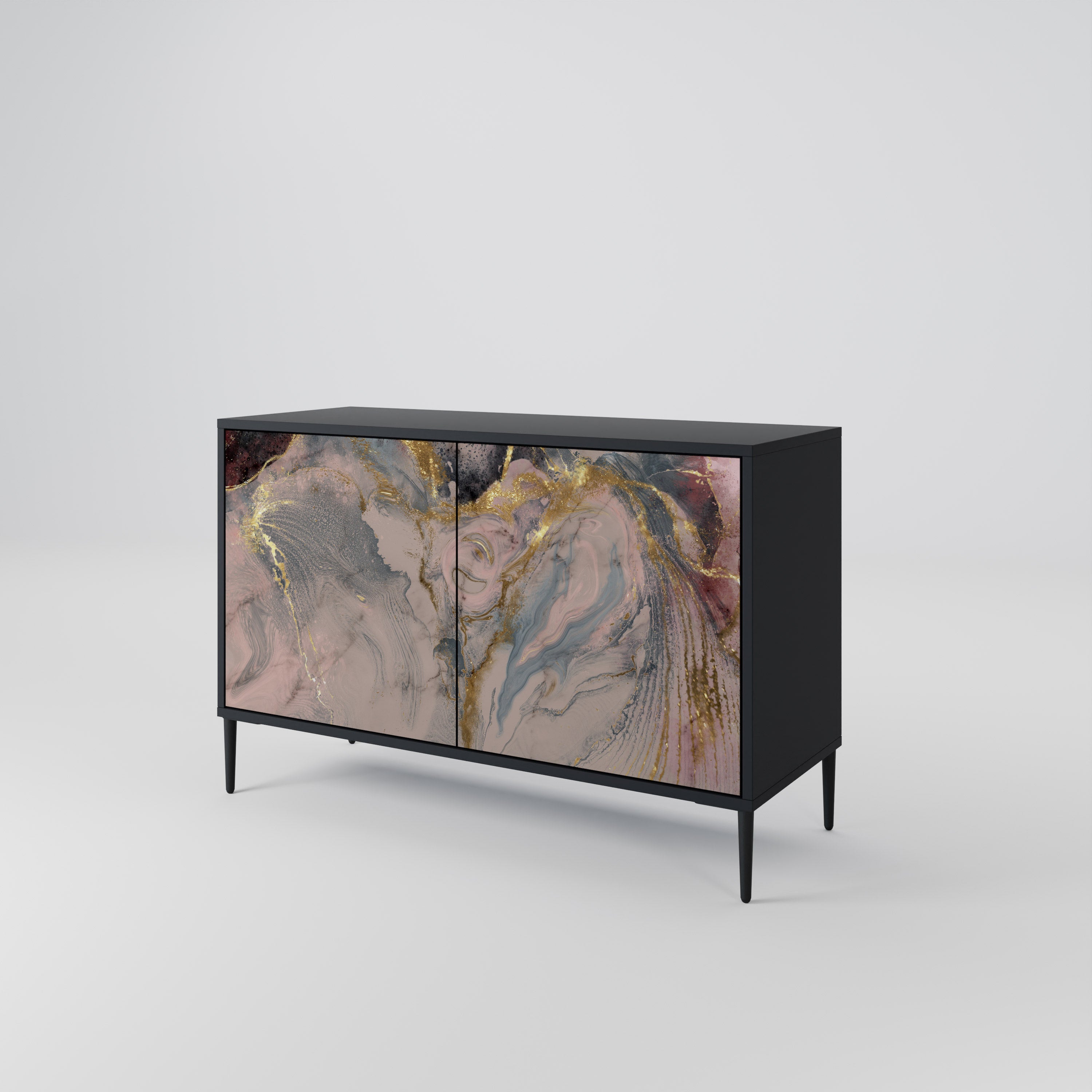 GILDED SWIRLS Komoda 2-drzwiowa korpus Czarny