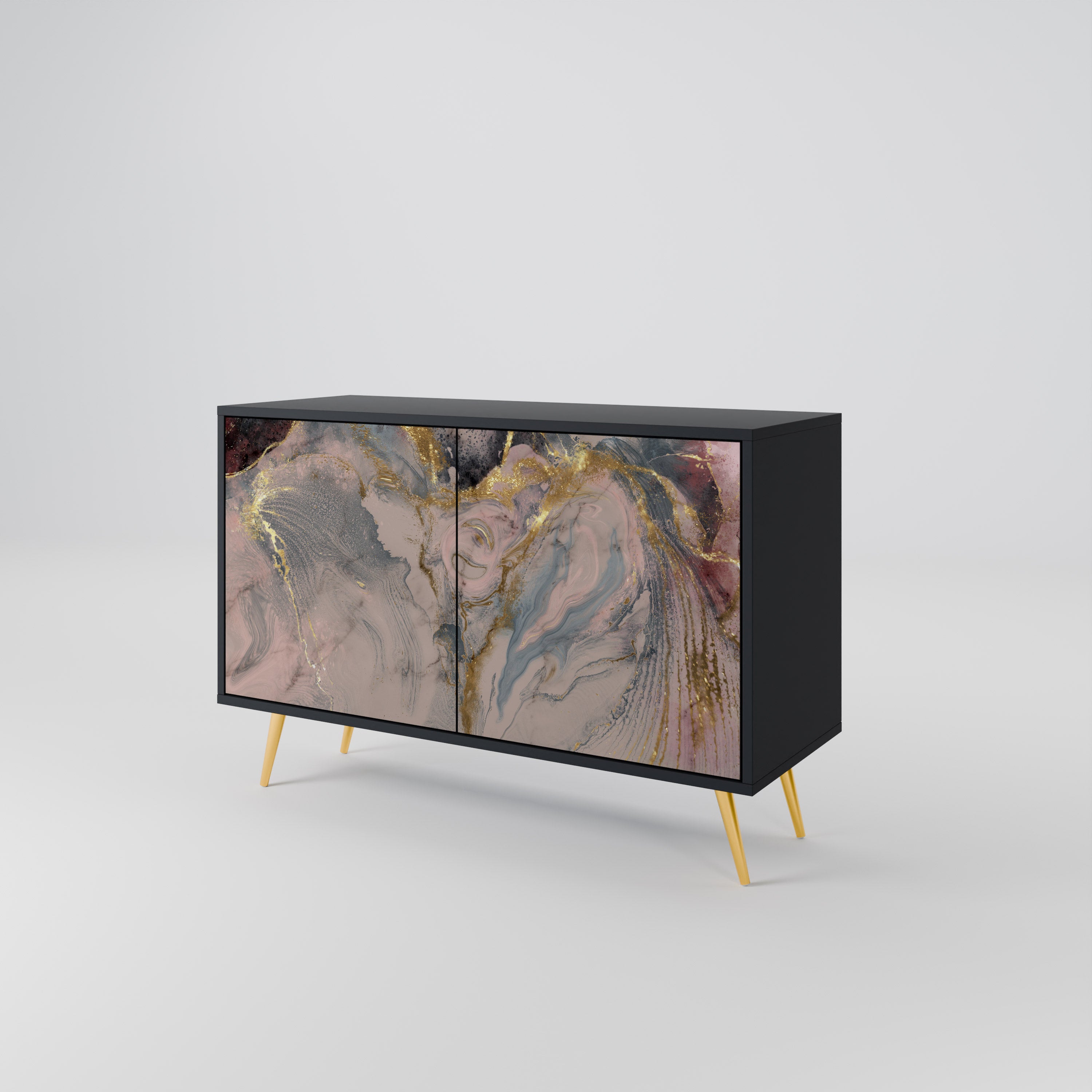 GILDED SWIRLS Komoda 2-drzwiowa korpus Czarny