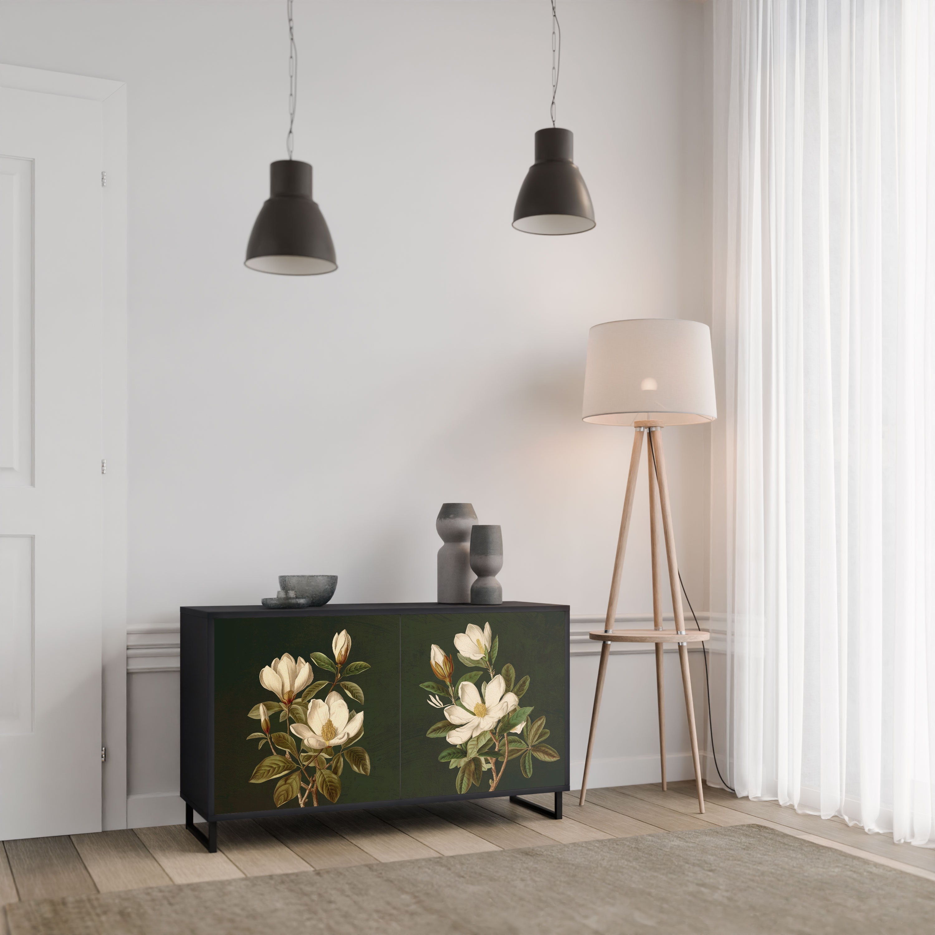 FLORAL NOIR Komoda 2-drzwiowa korpus Czarny
