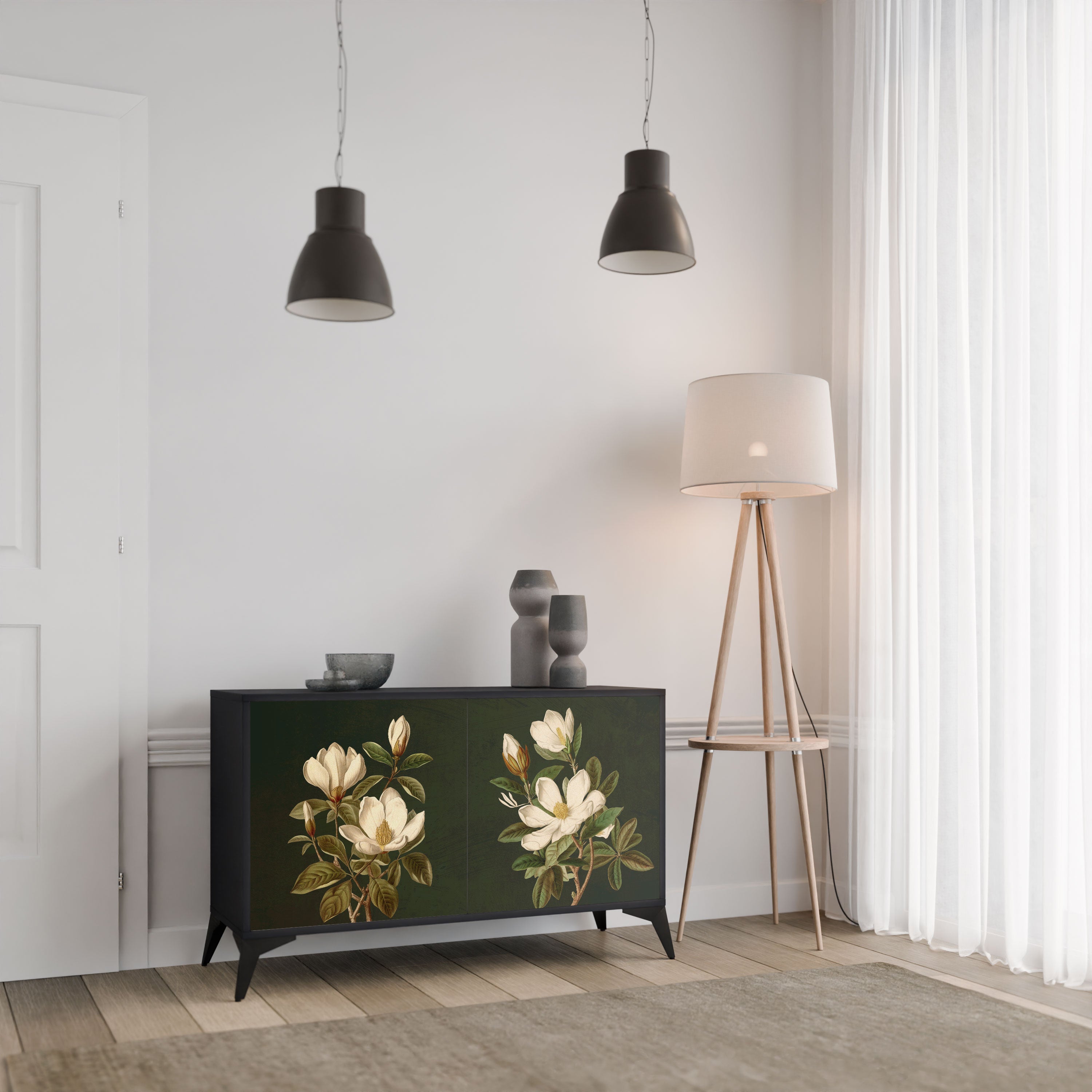 FLORAL NOIR Komoda 2-drzwiowa korpus Czarny