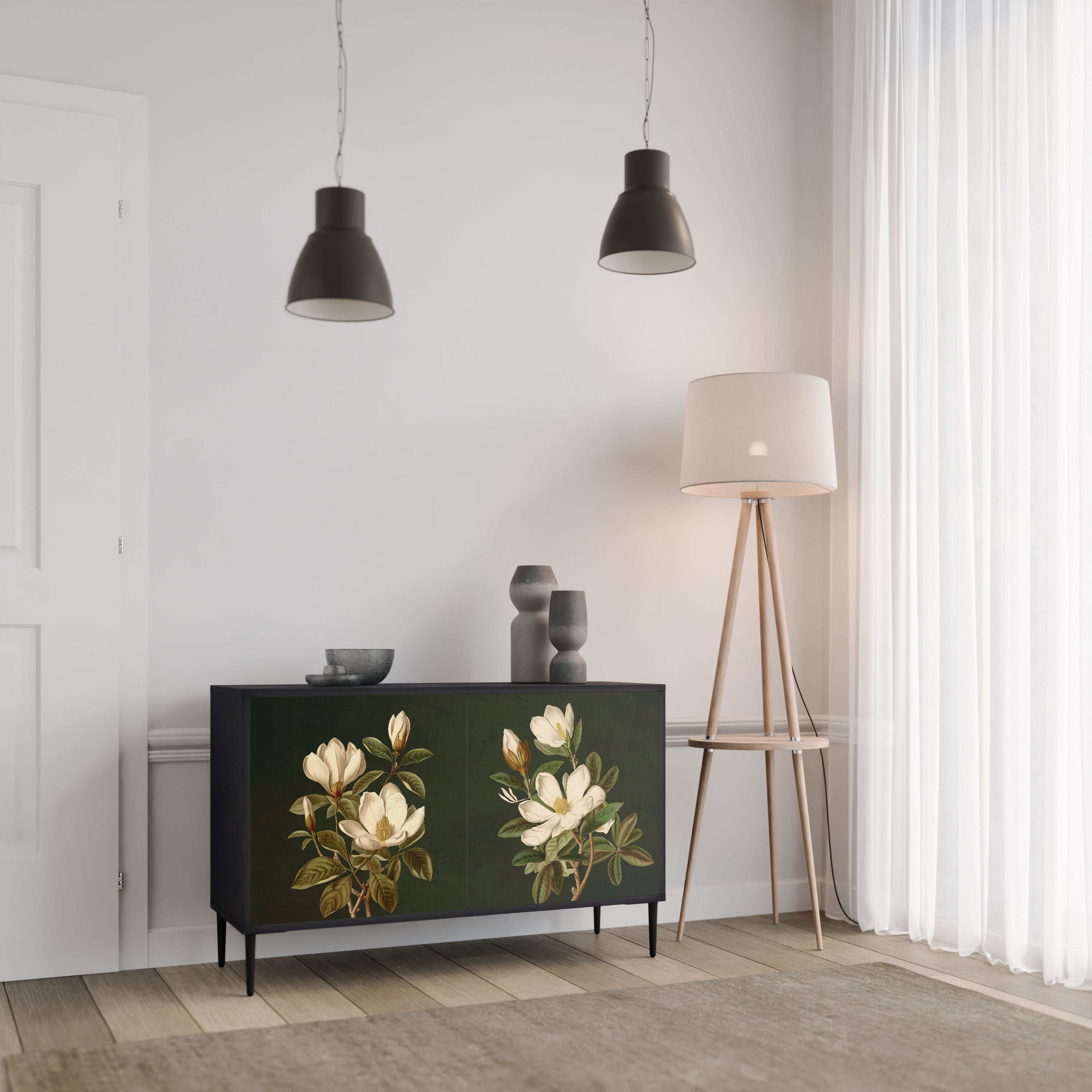 FLORAL NOIR Komoda 2-drzwiowa korpus Czarny