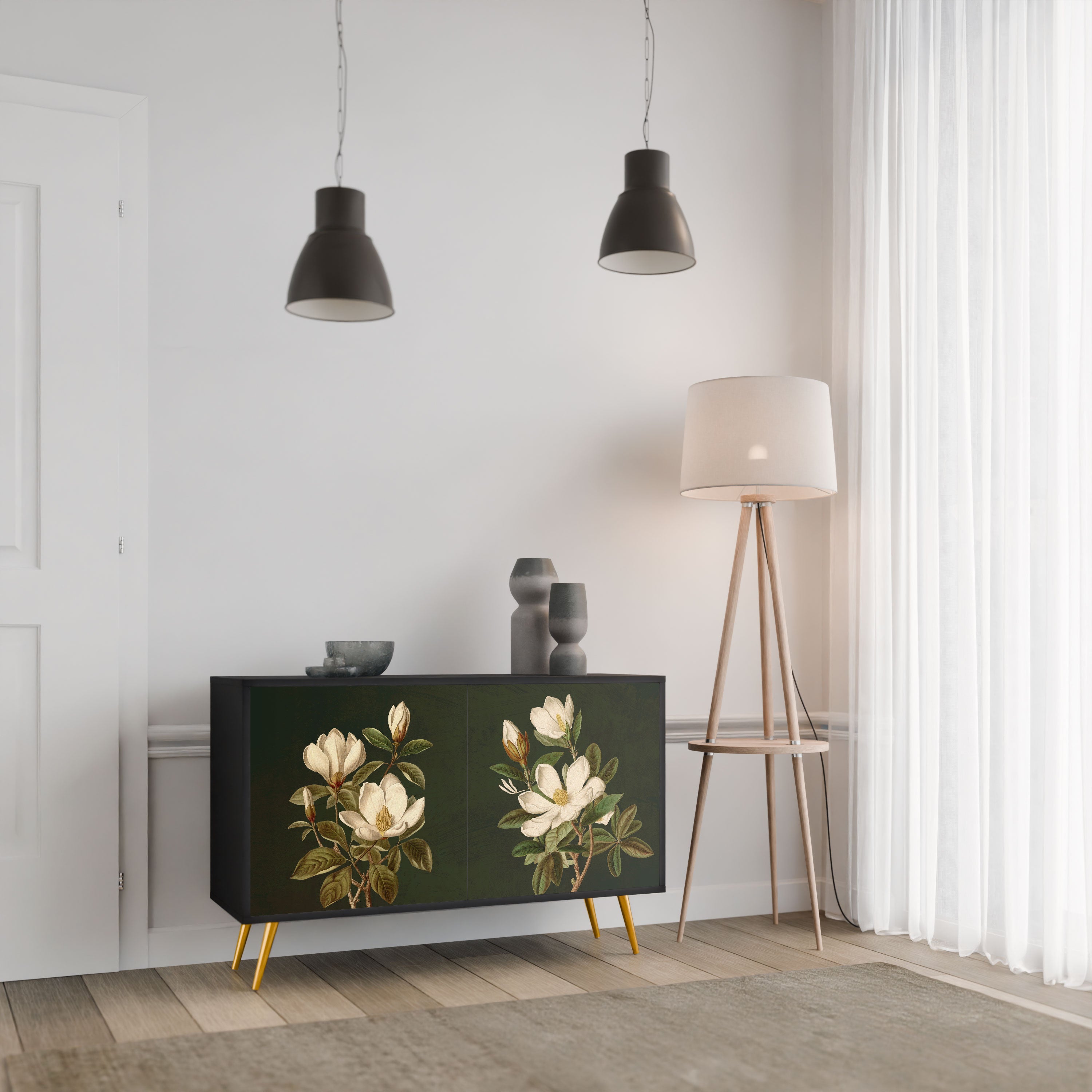 FLORAL NOIR Komoda 2-drzwiowa korpus Czarny