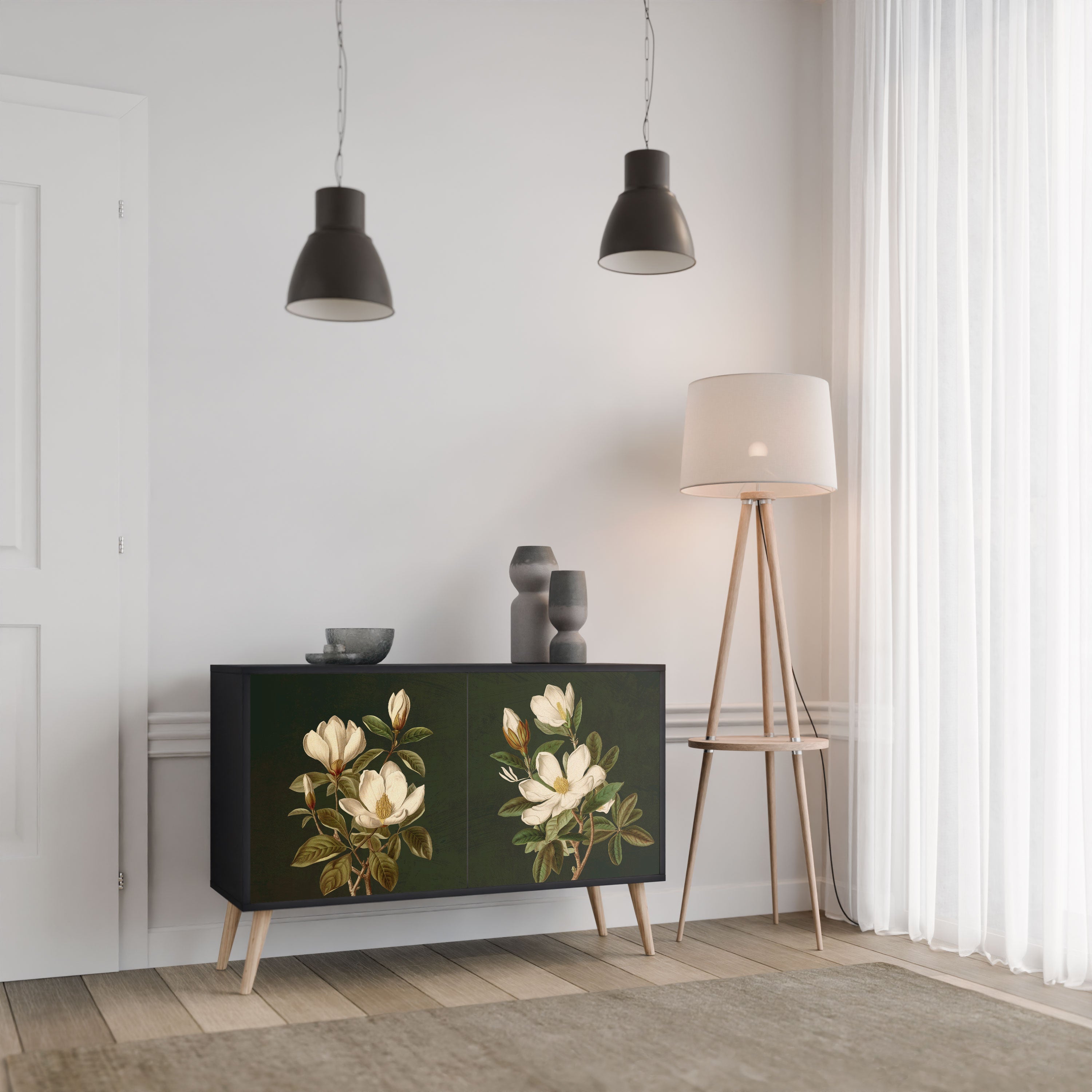 FLORAL NOIR Komoda 2-drzwiowa korpus Czarny