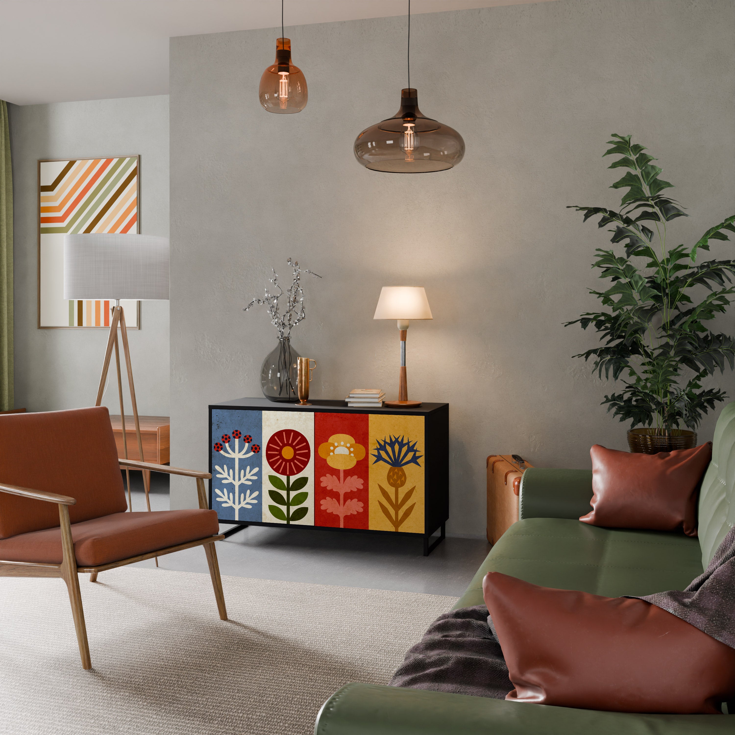 SCANDIC FLOWERET Komoda 2-drzwiowa korpus Czarny