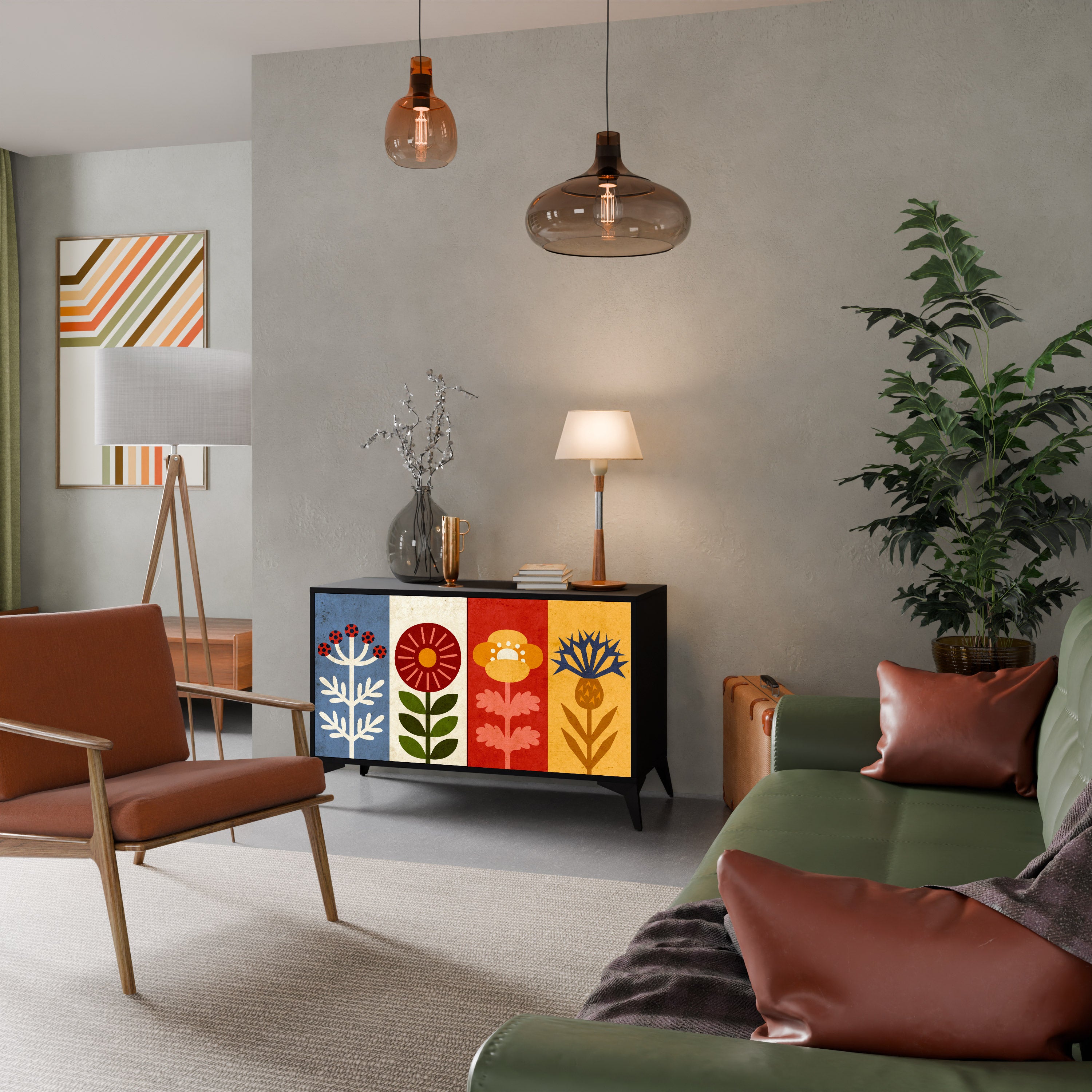 SCANDIC FLOWERET Komoda 2-drzwiowa korpus Czarny