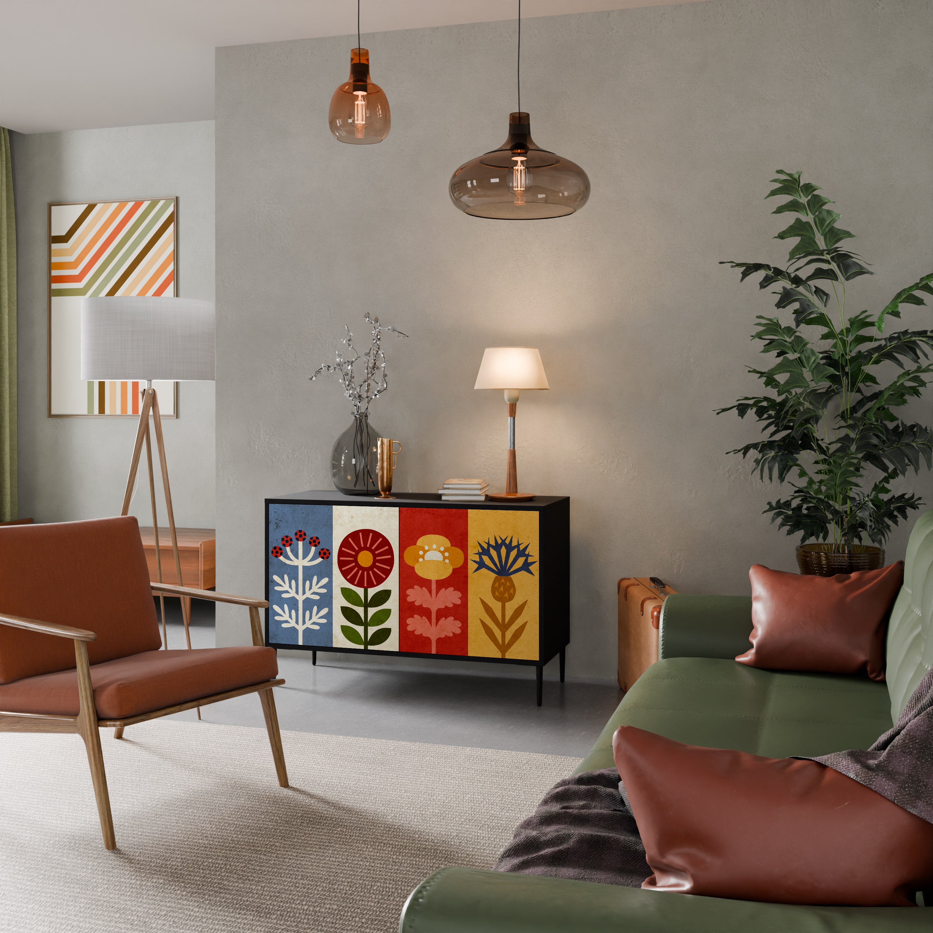 SCANDIC FLOWERET Komoda 2-drzwiowa korpus Czarny
