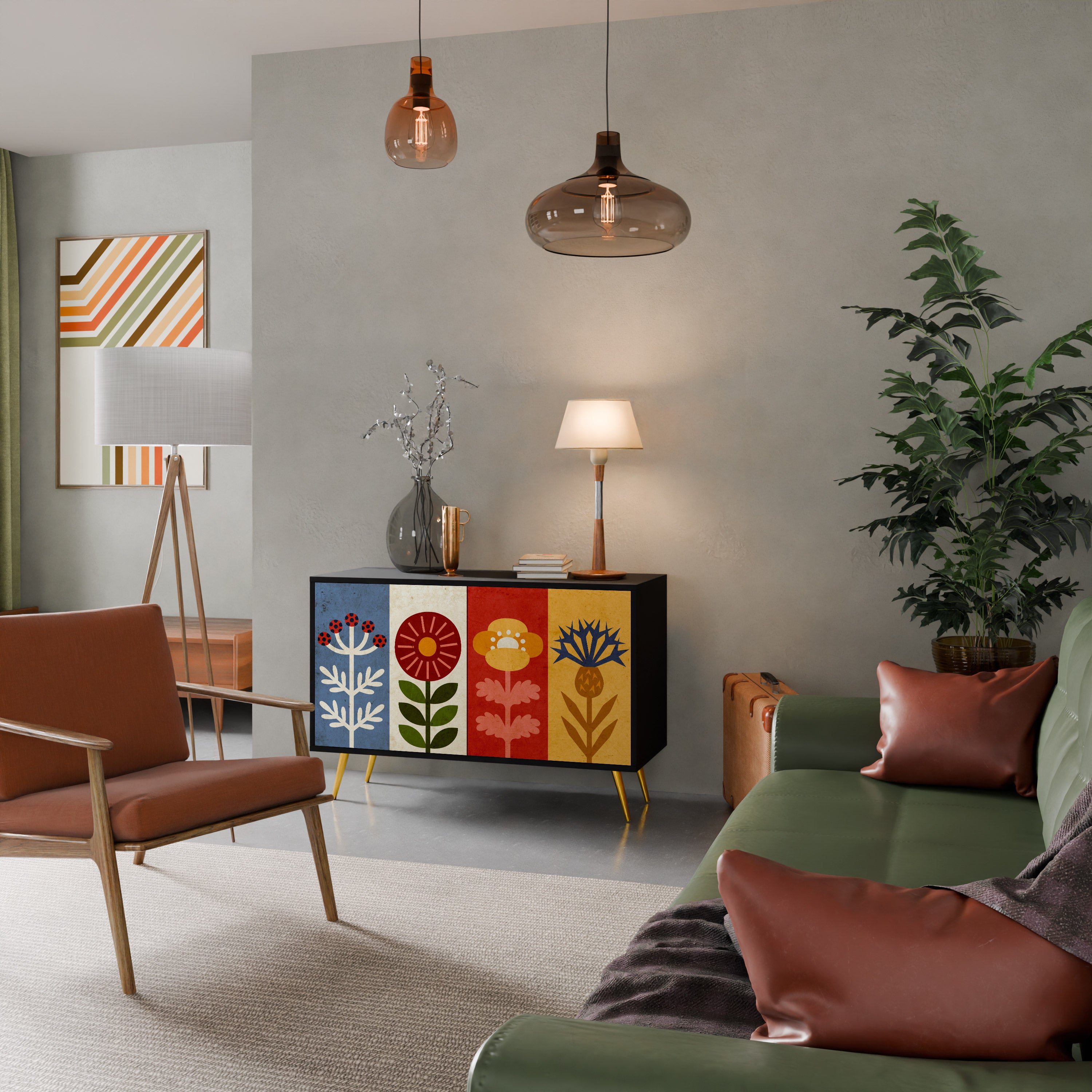 SCANDIC FLOWERET Komoda 2-drzwiowa korpus Czarny