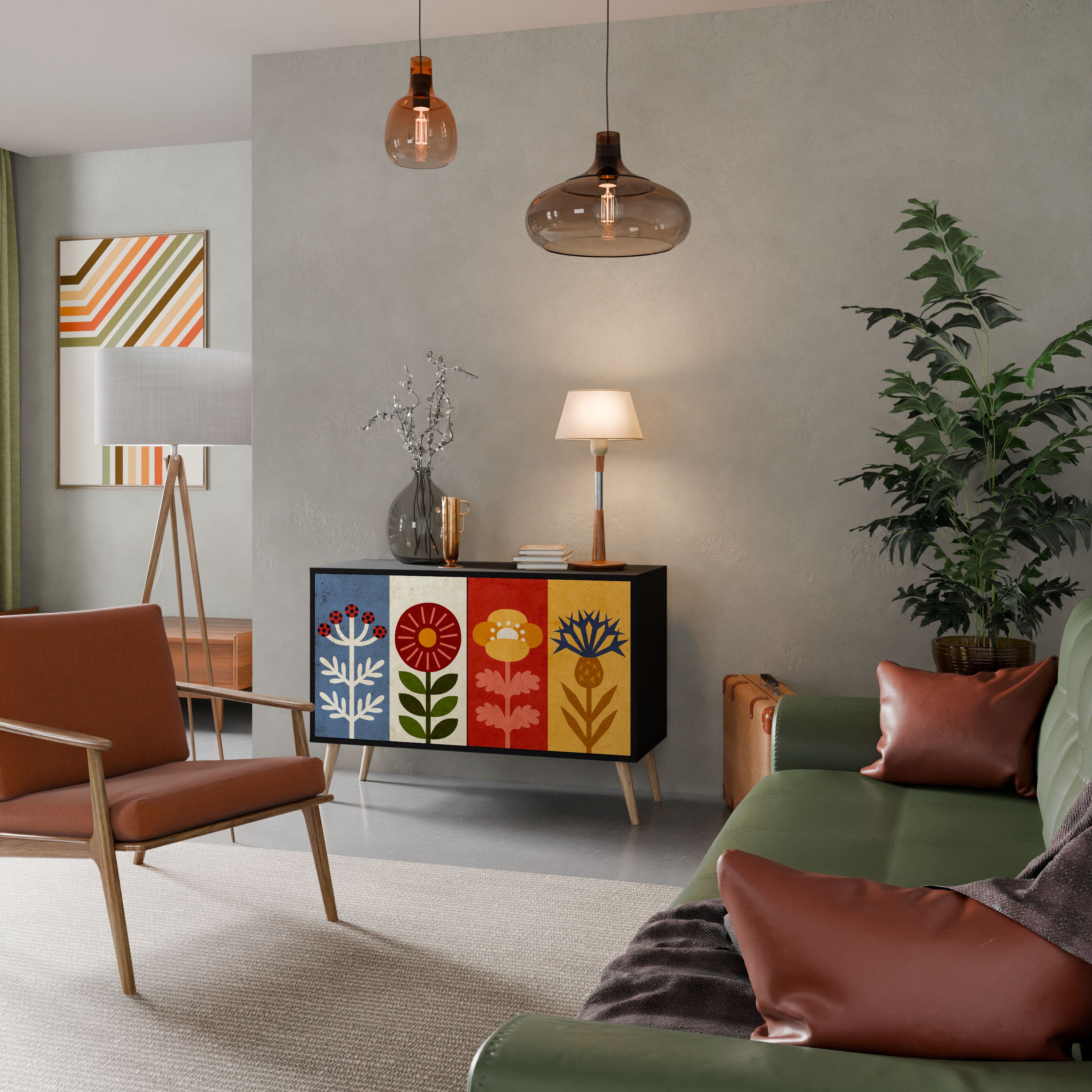 SCANDIC FLOWERET Komoda 2-drzwiowa korpus Czarny