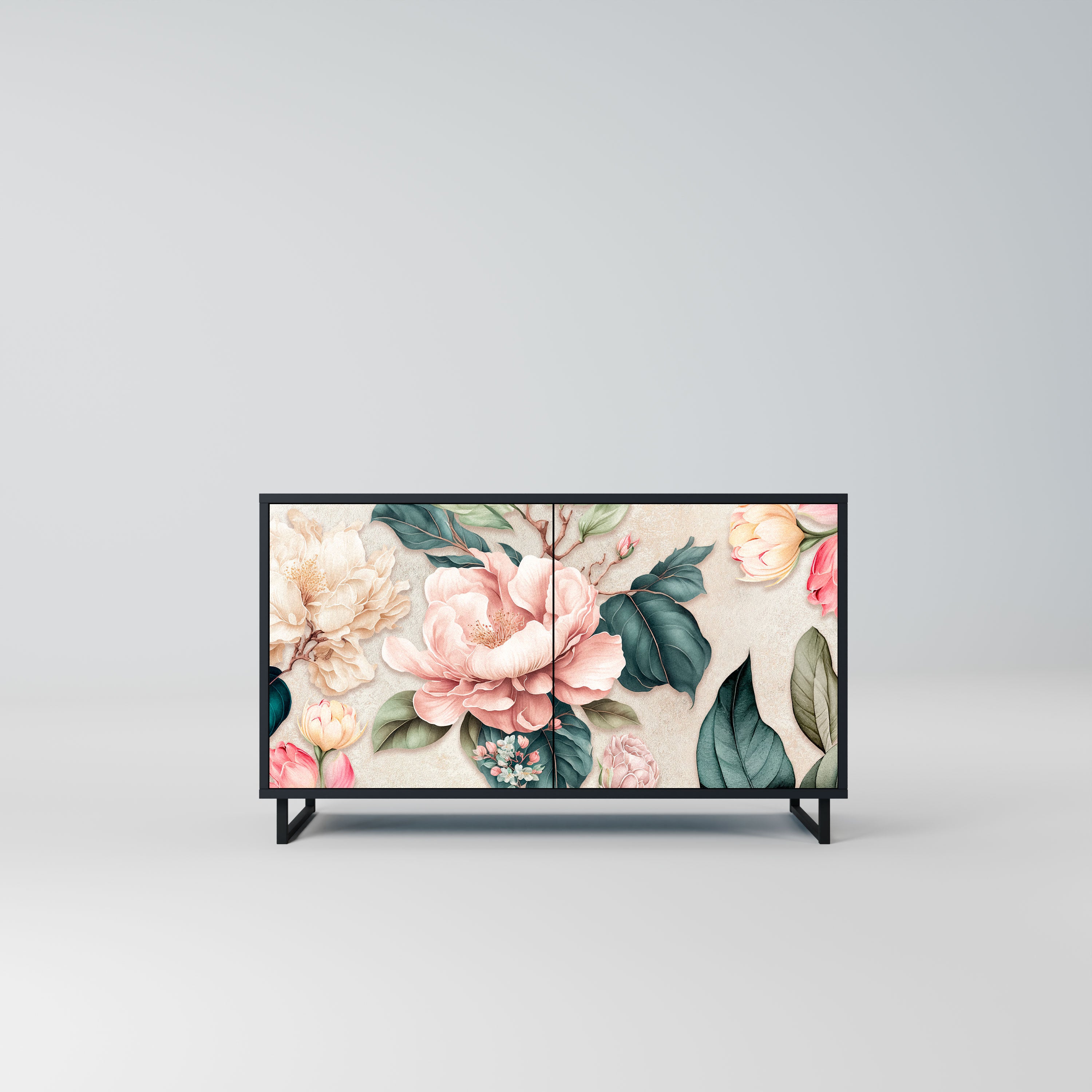 FLORAL GRACE Komoda 2-drzwiowa korpus Czarny