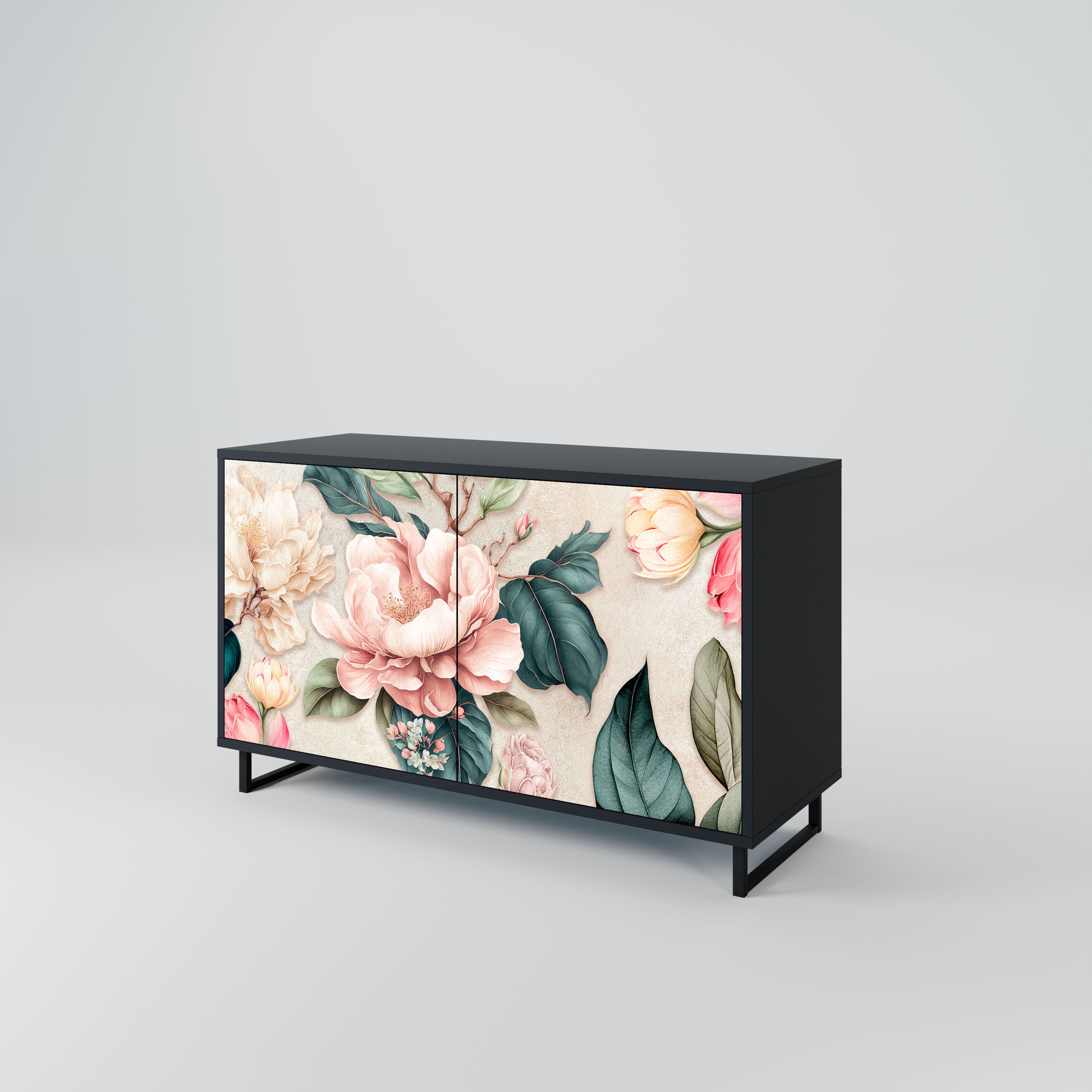 FLORAL GRACE Komoda 2-drzwiowa korpus Czarny