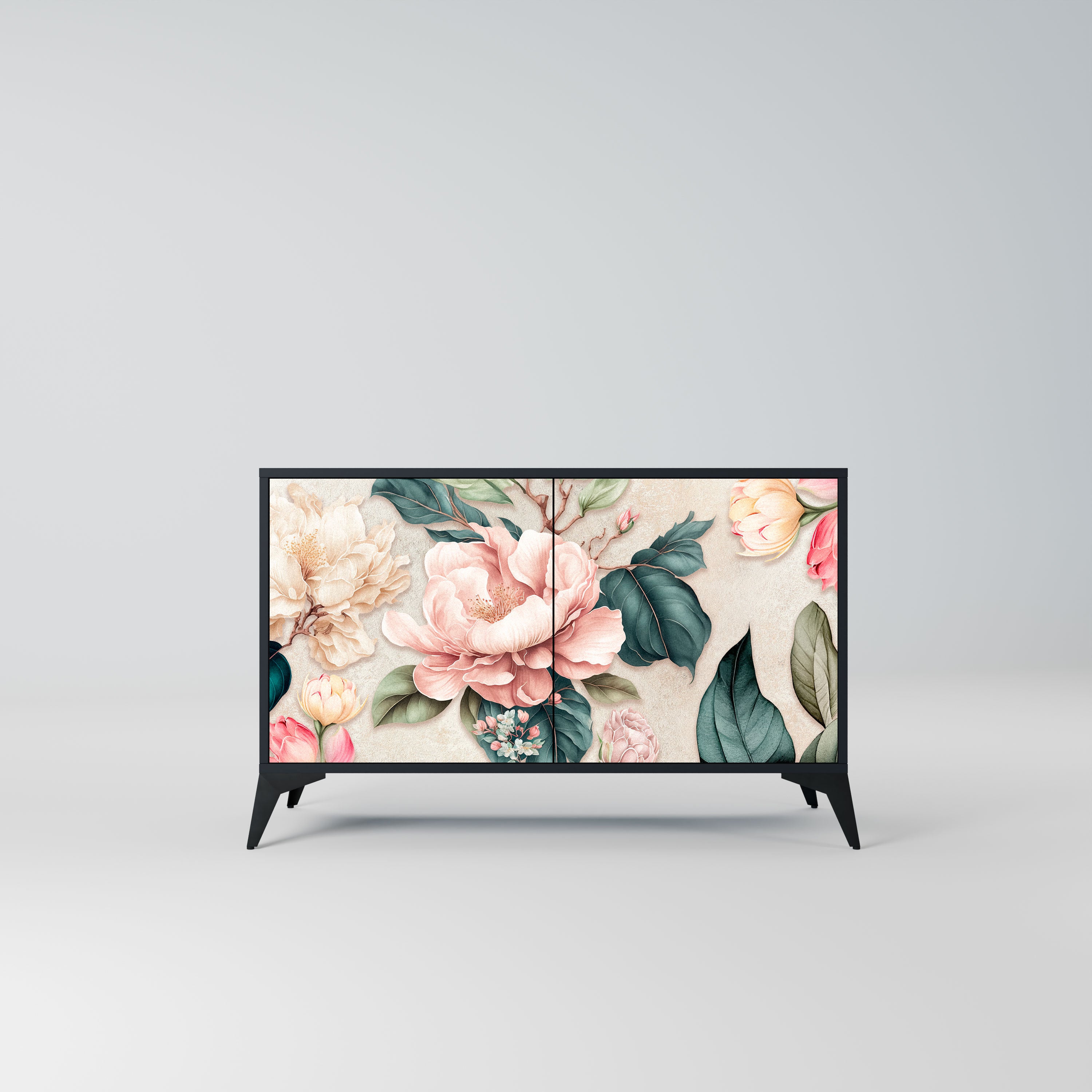 FLORAL GRACE Komoda 2-drzwiowa korpus Czarny