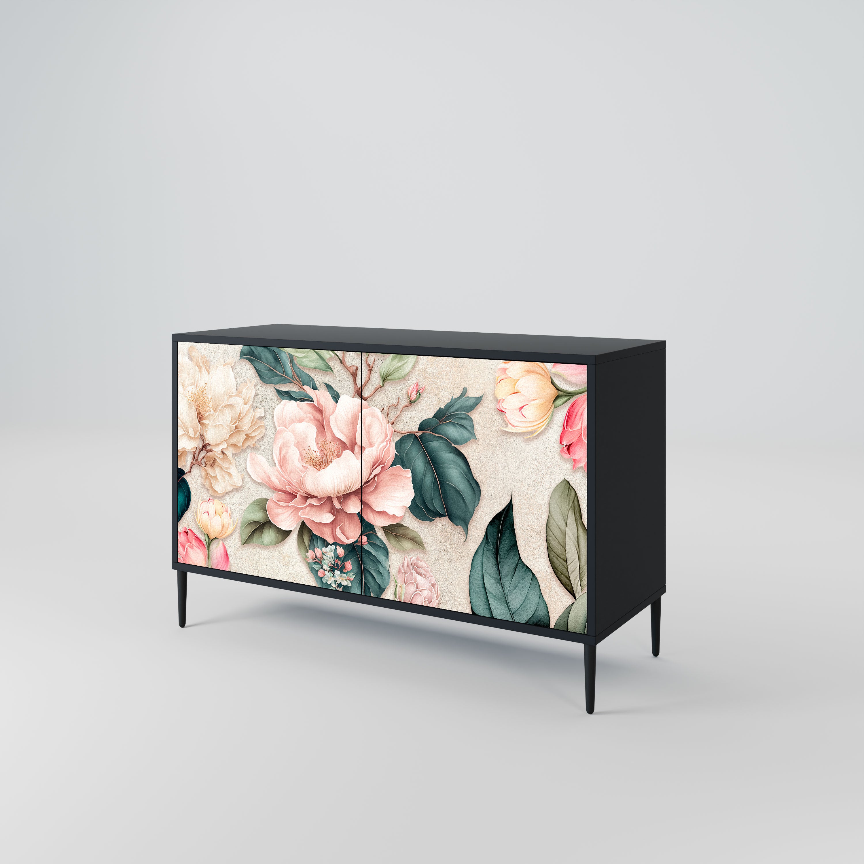 FLORAL GRACE Komoda 2-drzwiowa korpus Czarny