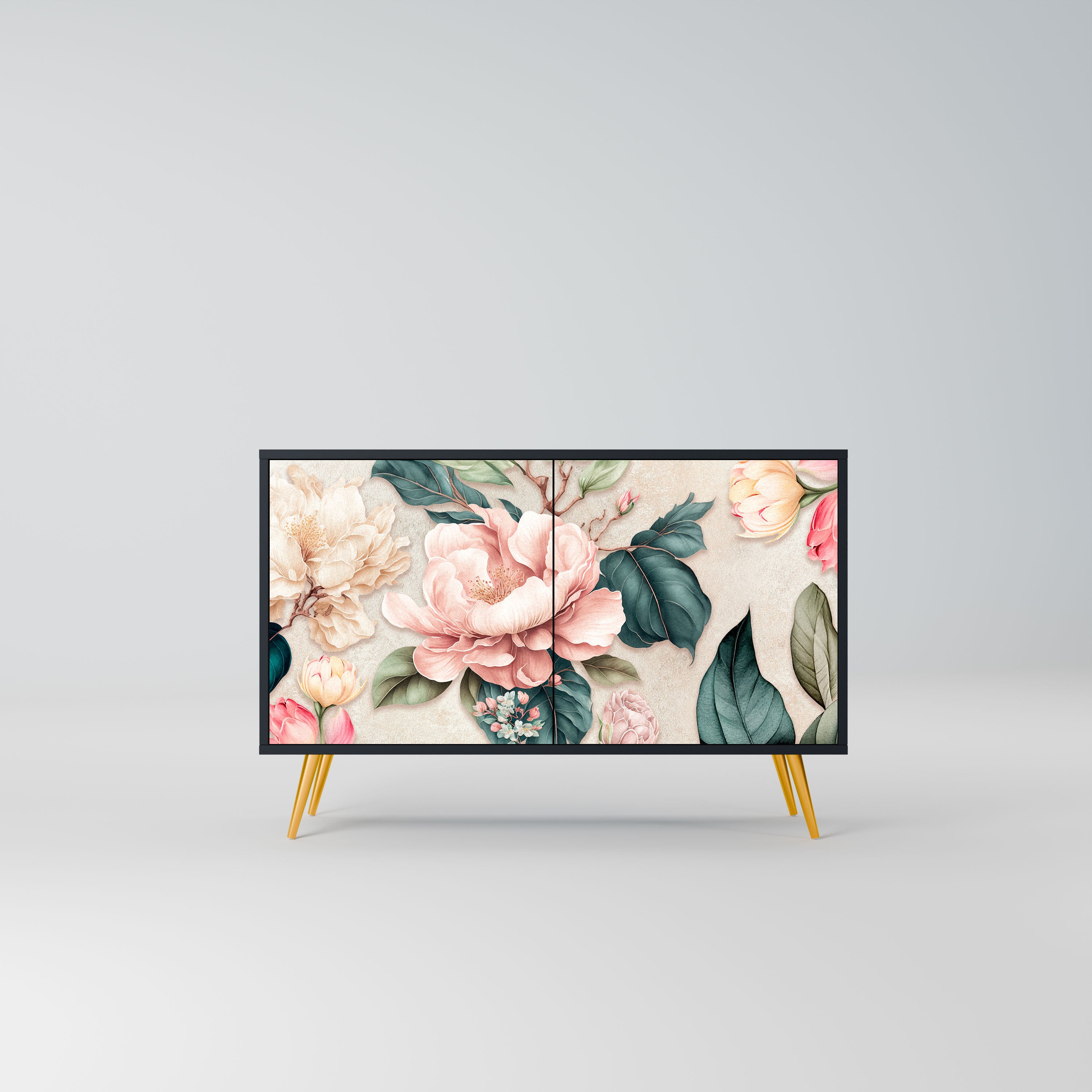 FLORAL GRACE Komoda 2-drzwiowa korpus Czarny
