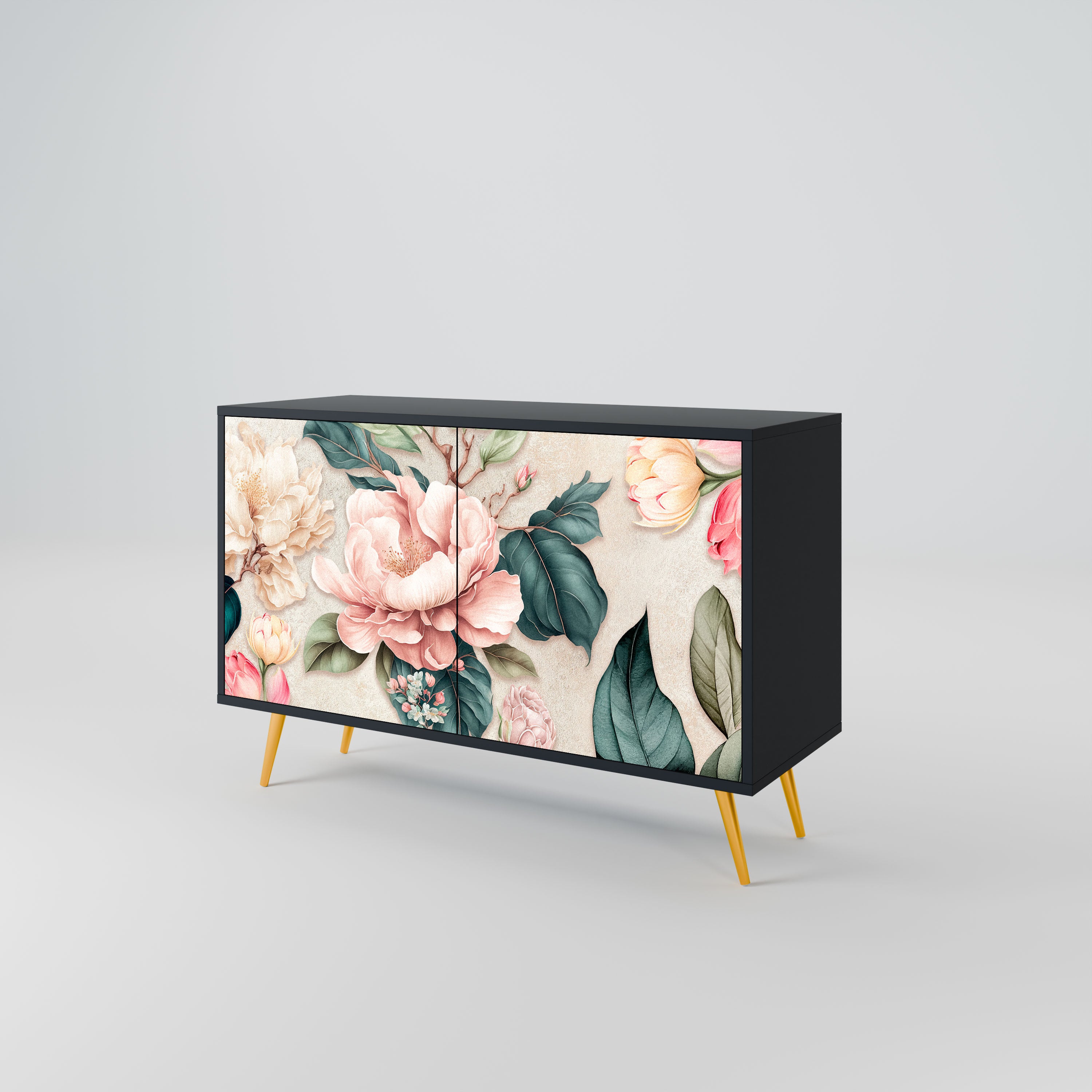 FLORAL GRACE Komoda 2-drzwiowa korpus Czarny