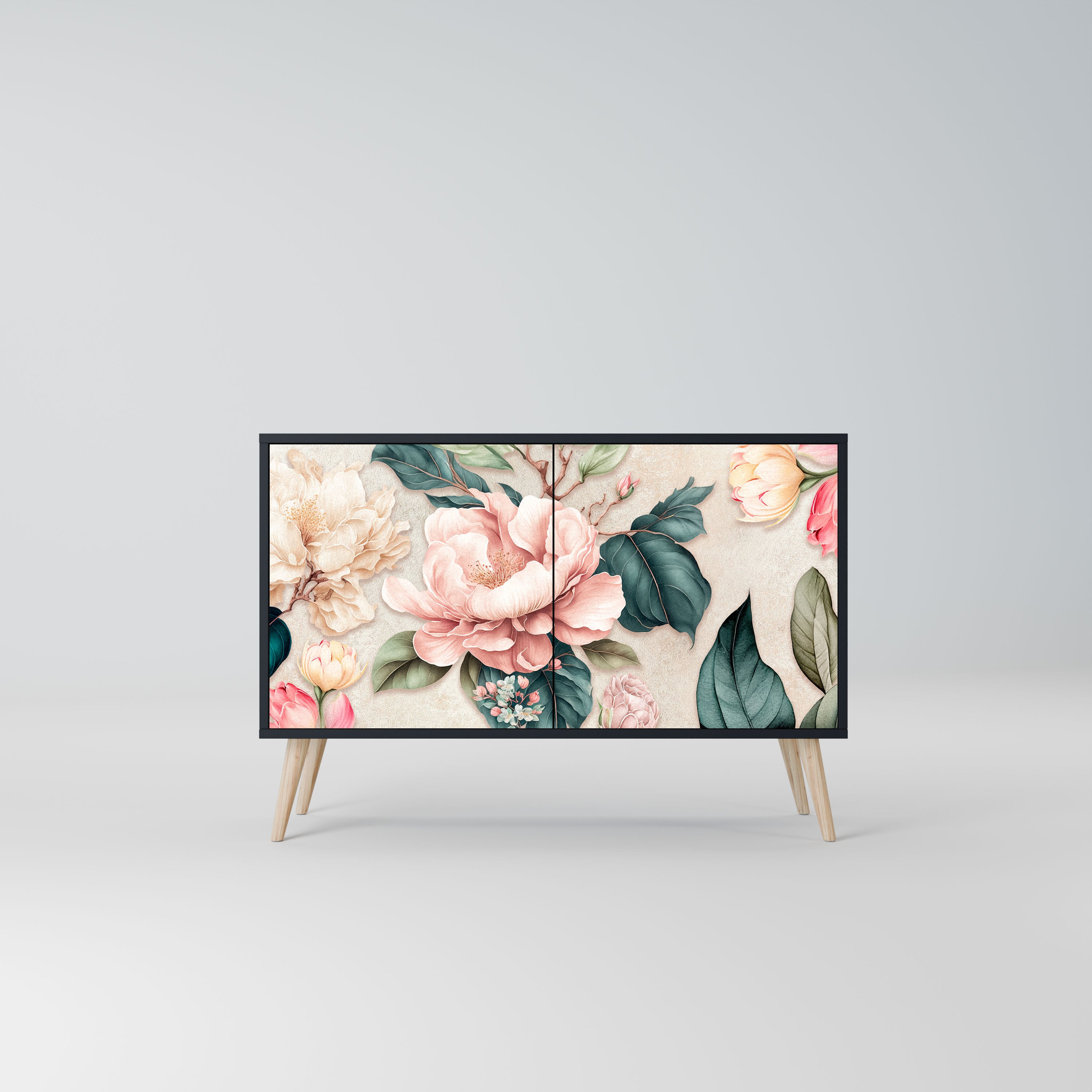 FLORAL GRACE Komoda 2-drzwiowa korpus Czarny