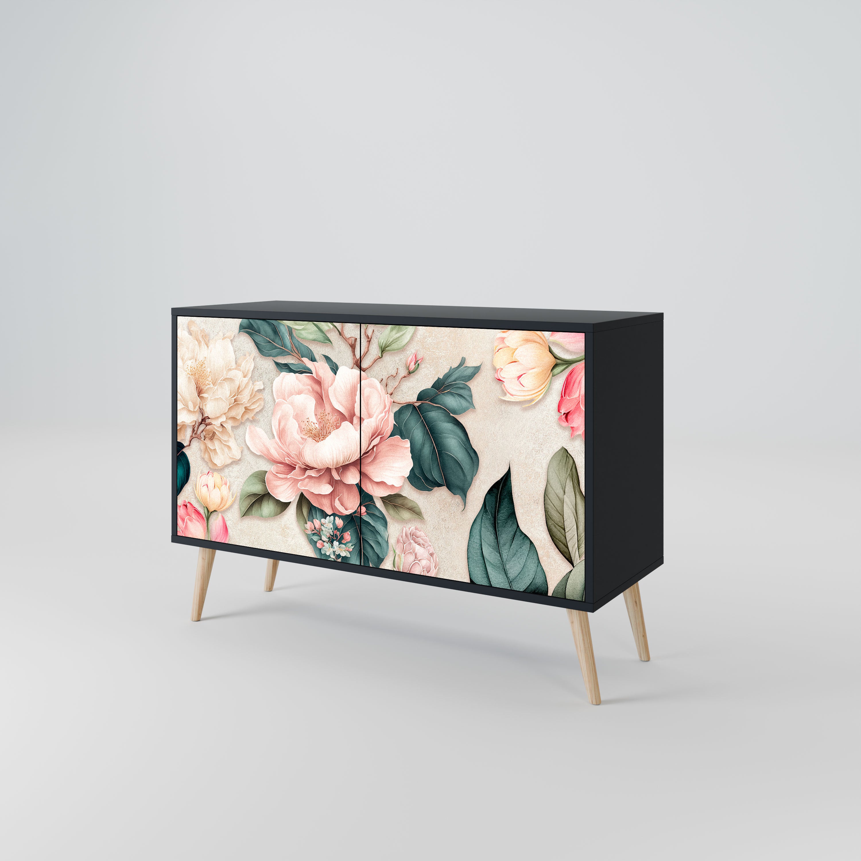 FLORAL GRACE Komoda 2-drzwiowa korpus Czarny