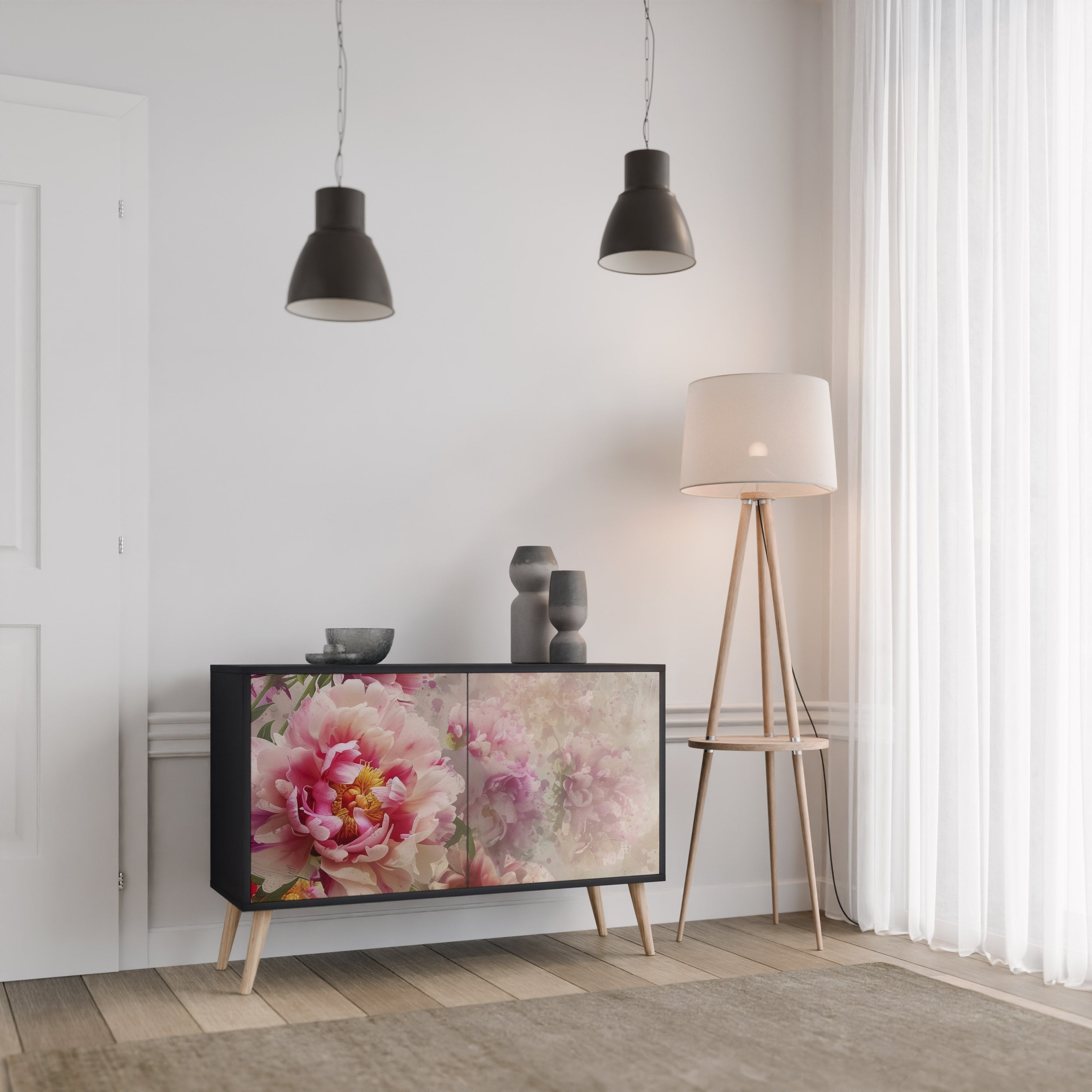 PEONY WHISPER Komoda 2-drzwiowa korpus Czarny