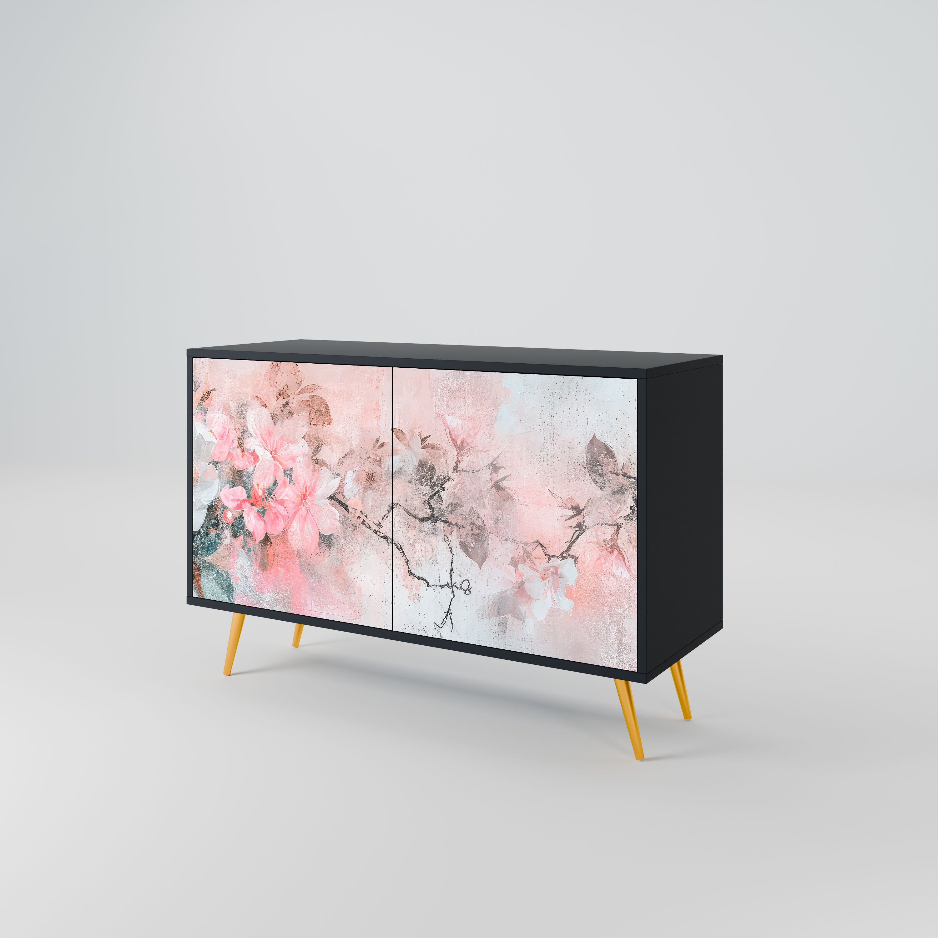 CHERRY BLOSSOM Komoda 2-drzwiowa korpus Czarny
