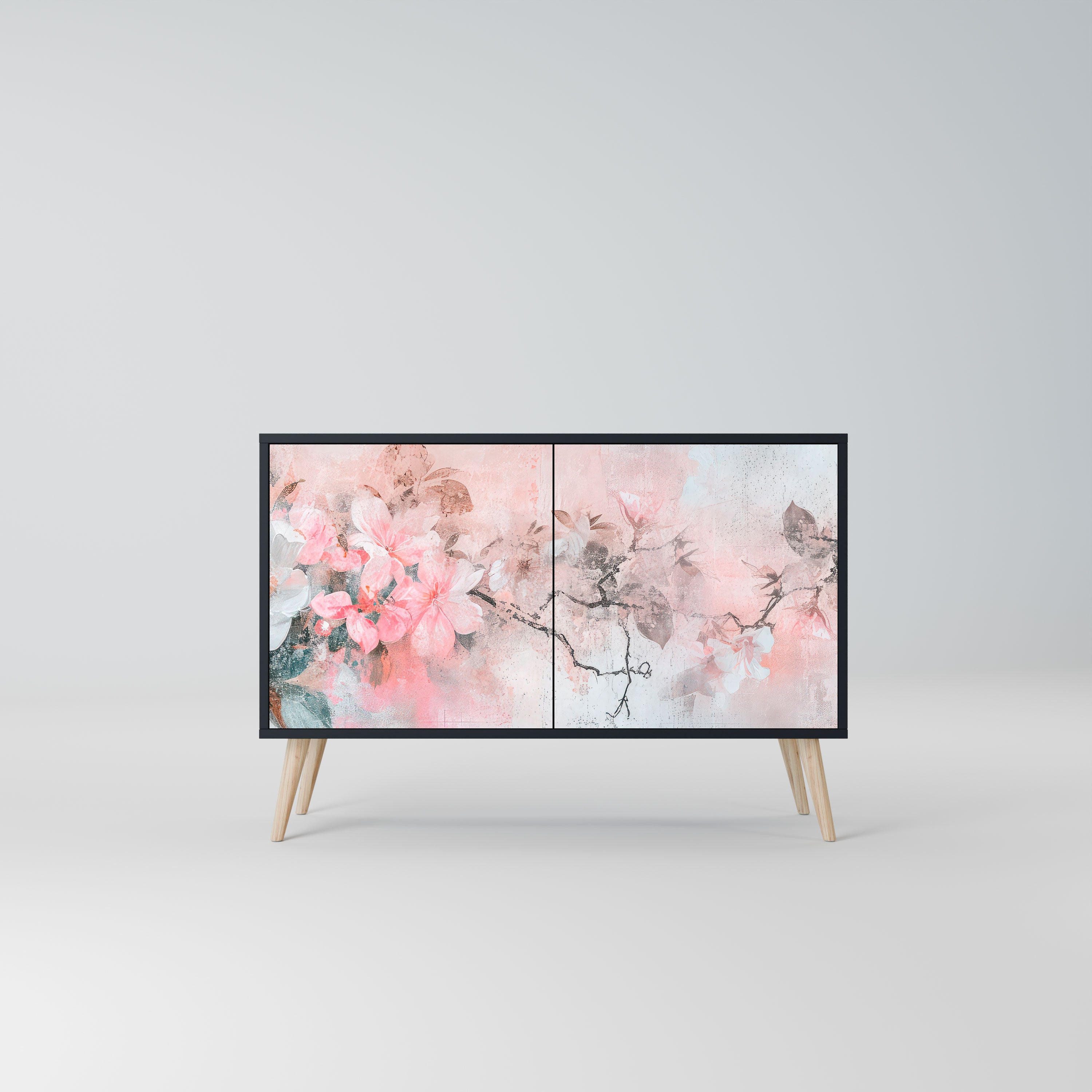 CHERRY BLOSSOM Komoda 2-drzwiowa korpus Czarny