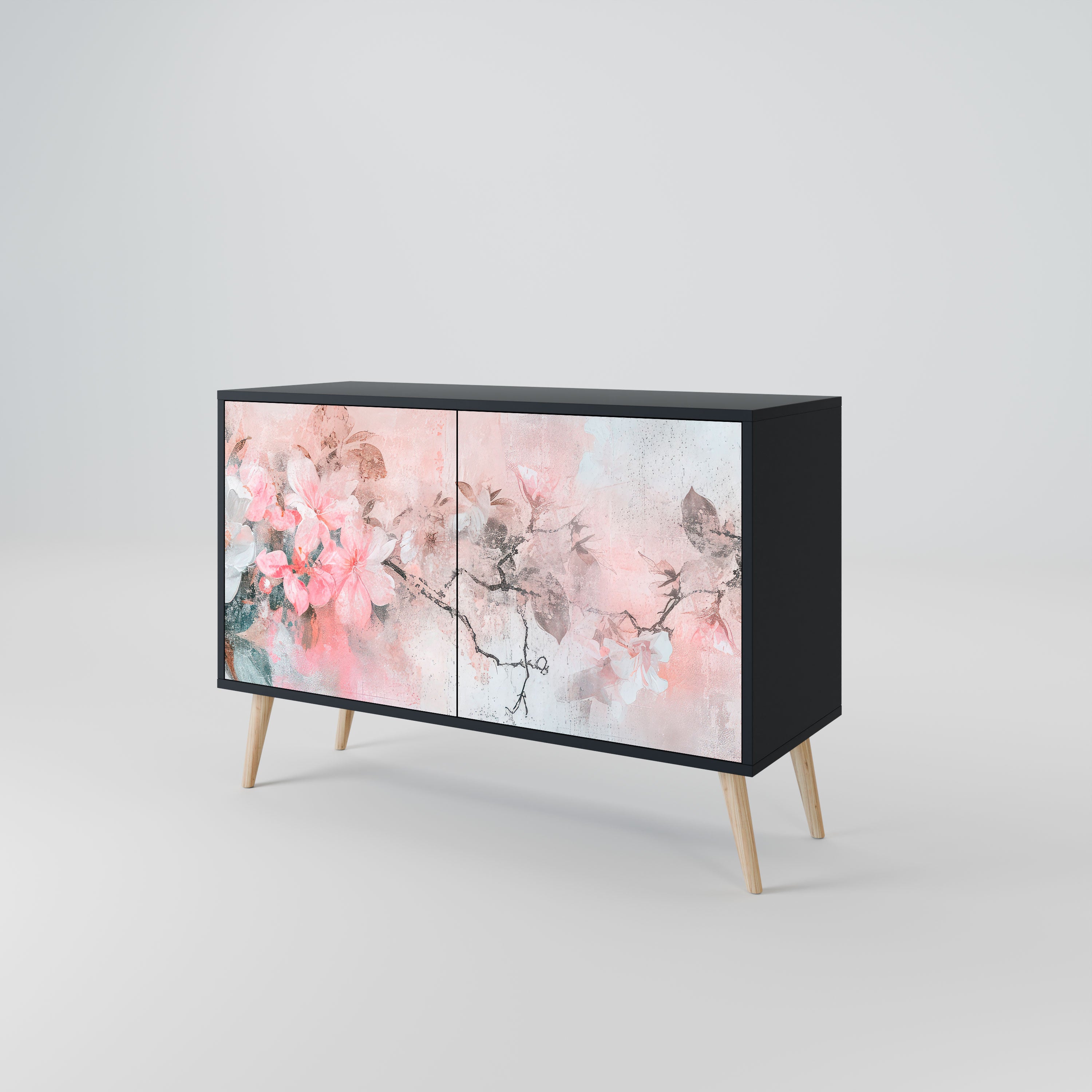 CHERRY BLOSSOM Komoda 2-drzwiowa korpus Czarny