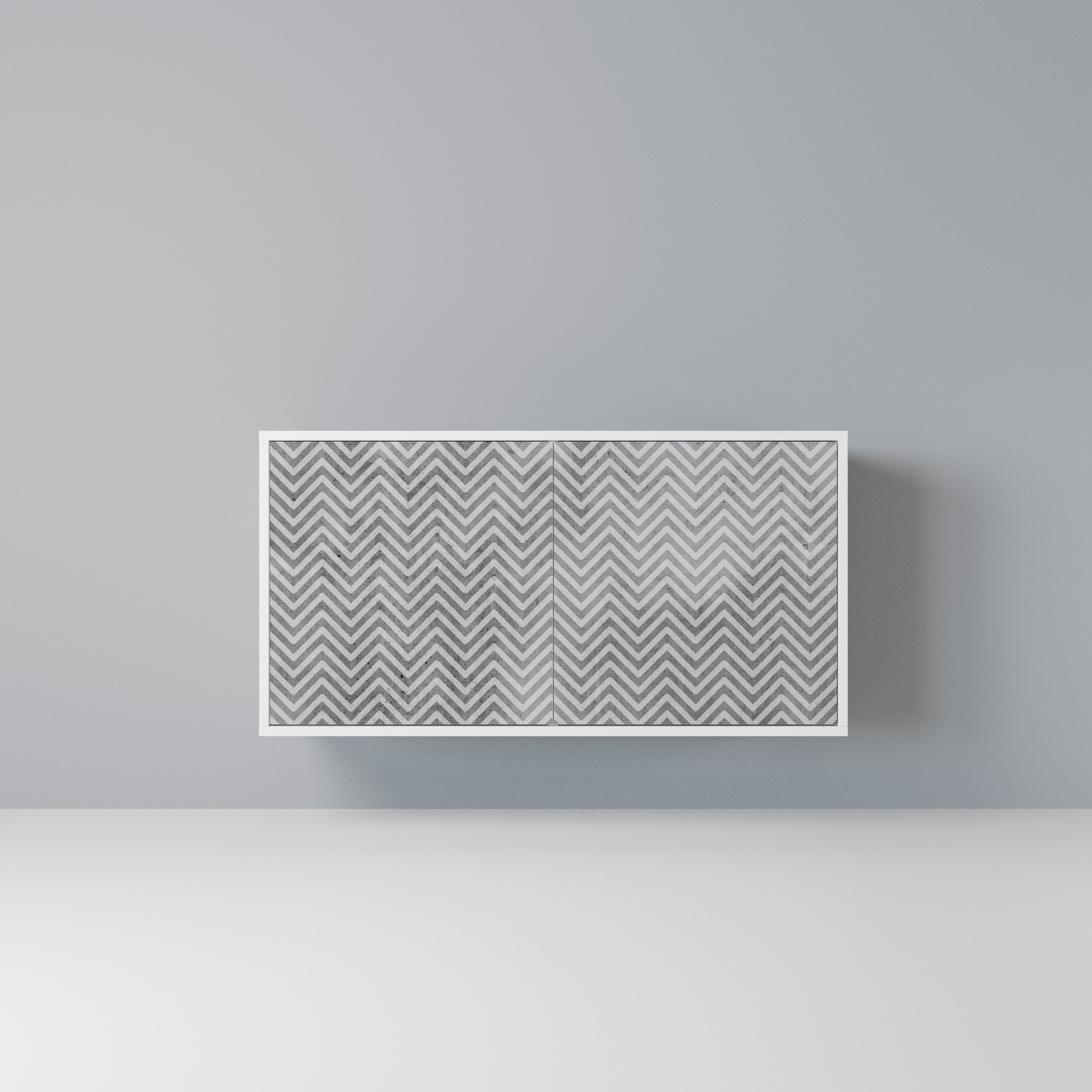 CONCRETE ZIG ZAG Komoda 2-drzwiowa korpus Biały