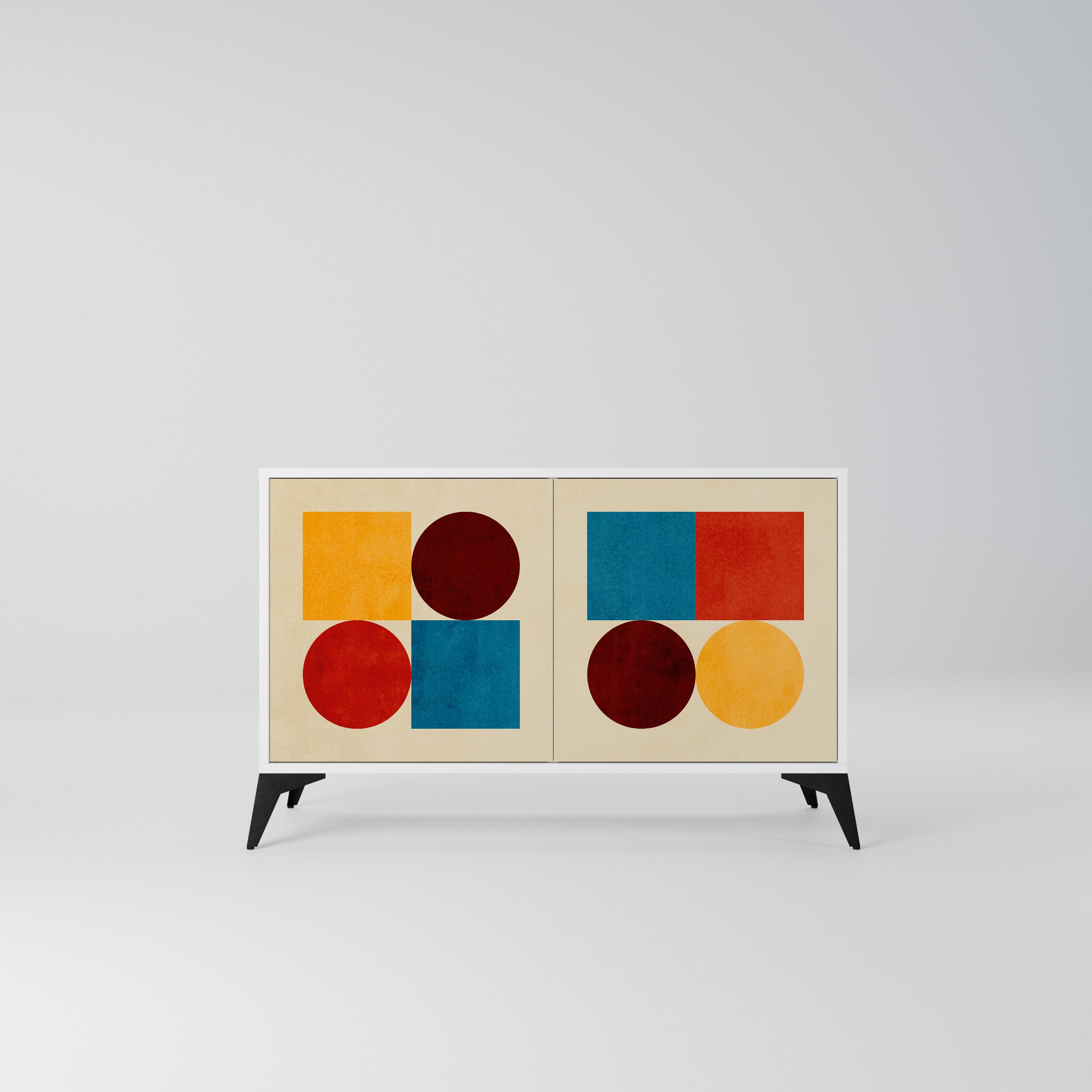GEOMETRIC PUZZLE Komoda 2-drzwiowa korpus Biały