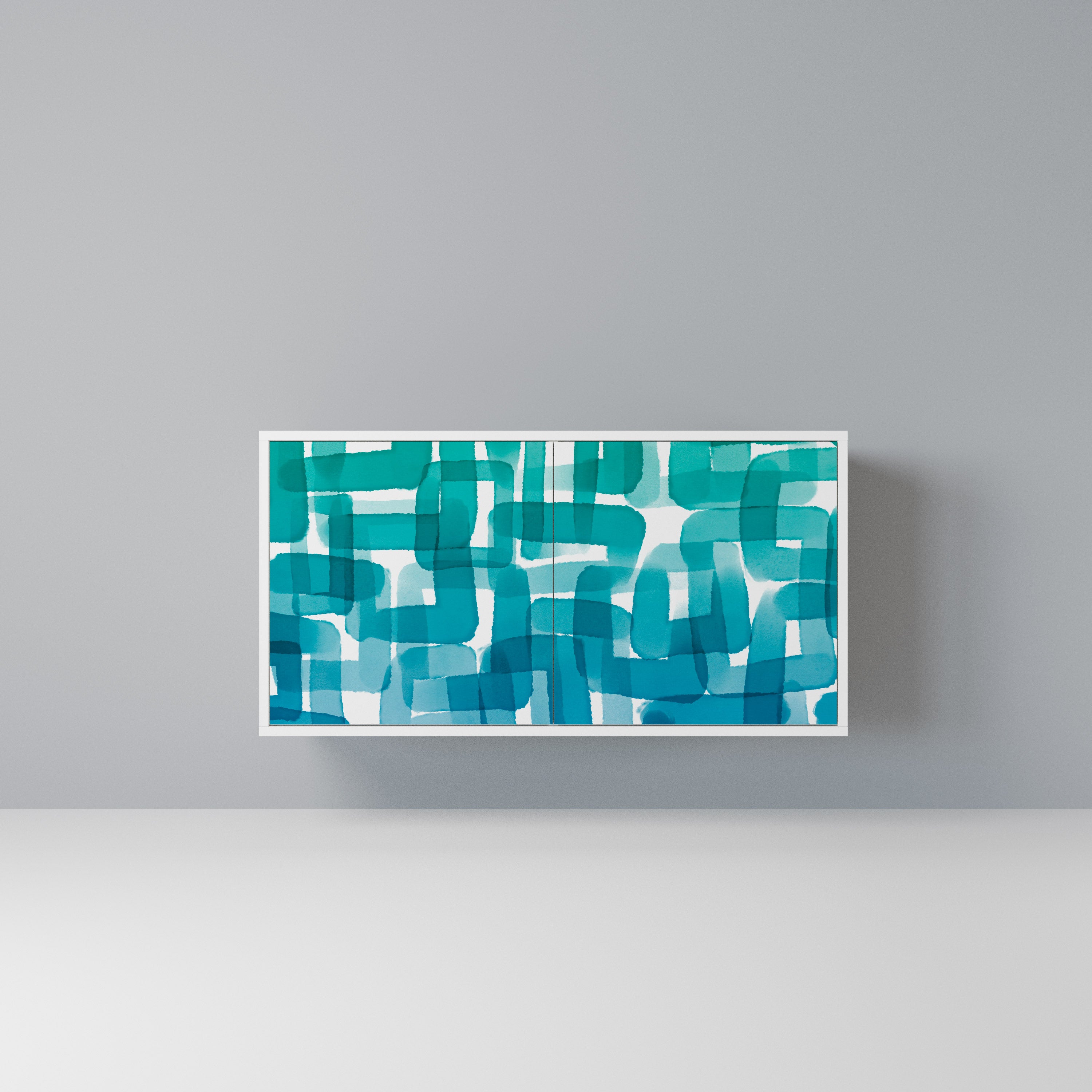 TURQUOISE RECTANGLES Komoda 2-drzwiowa korpus Biały